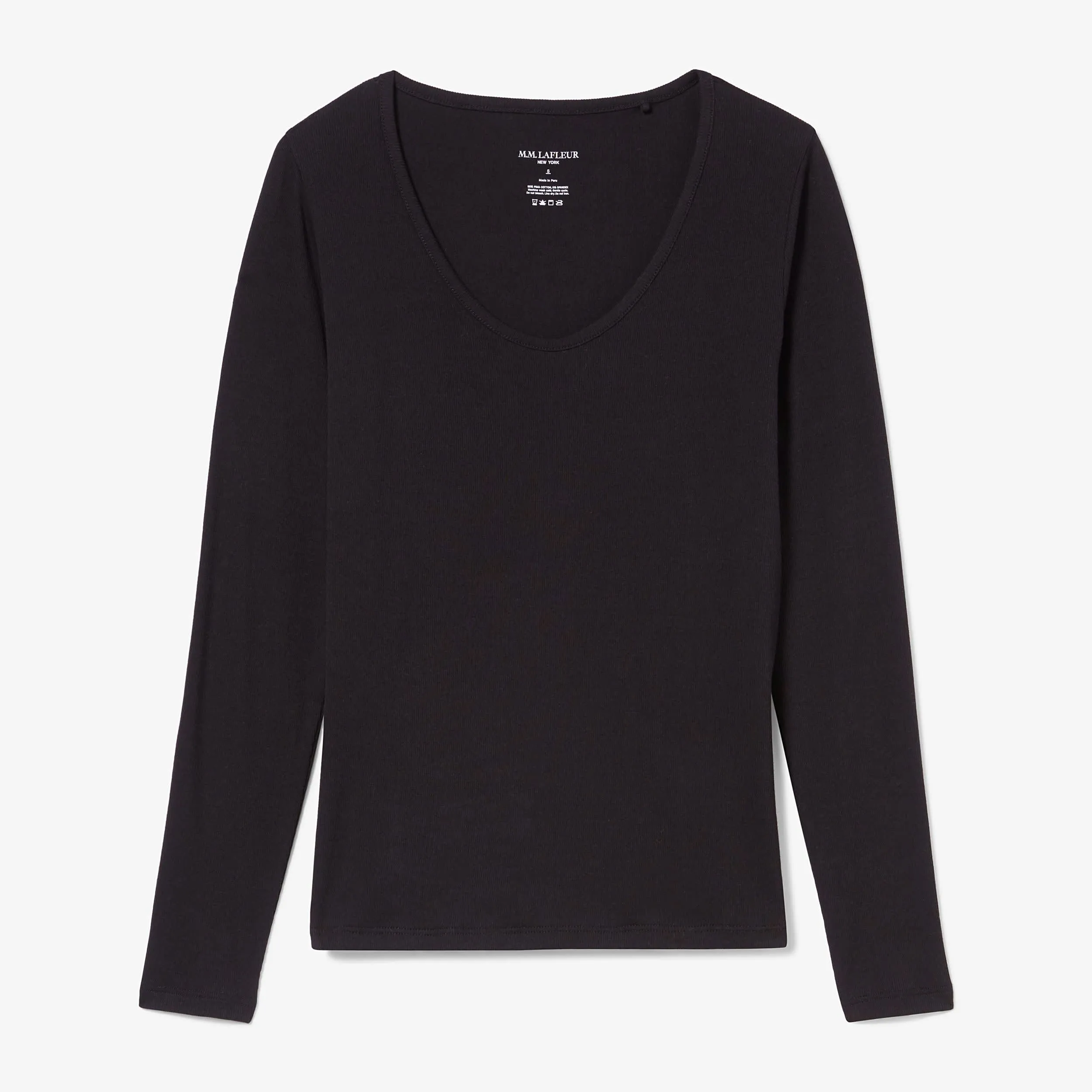 Marcia Layering T-Shirt - Ribbed Pima Cotton :: Black anti static coating