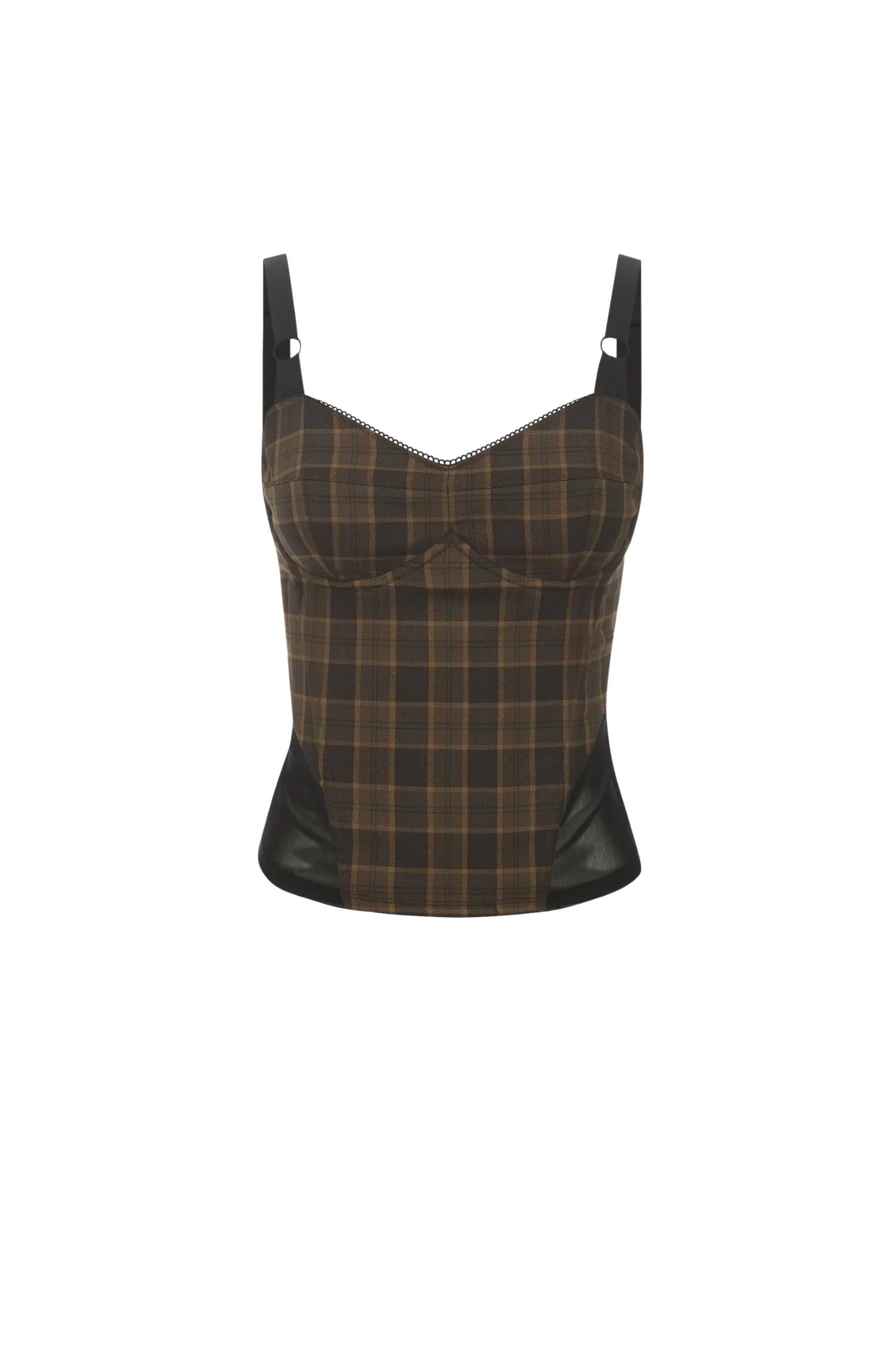 MARGUERITE CORSET - PLAID BROWN Stretchable Material
