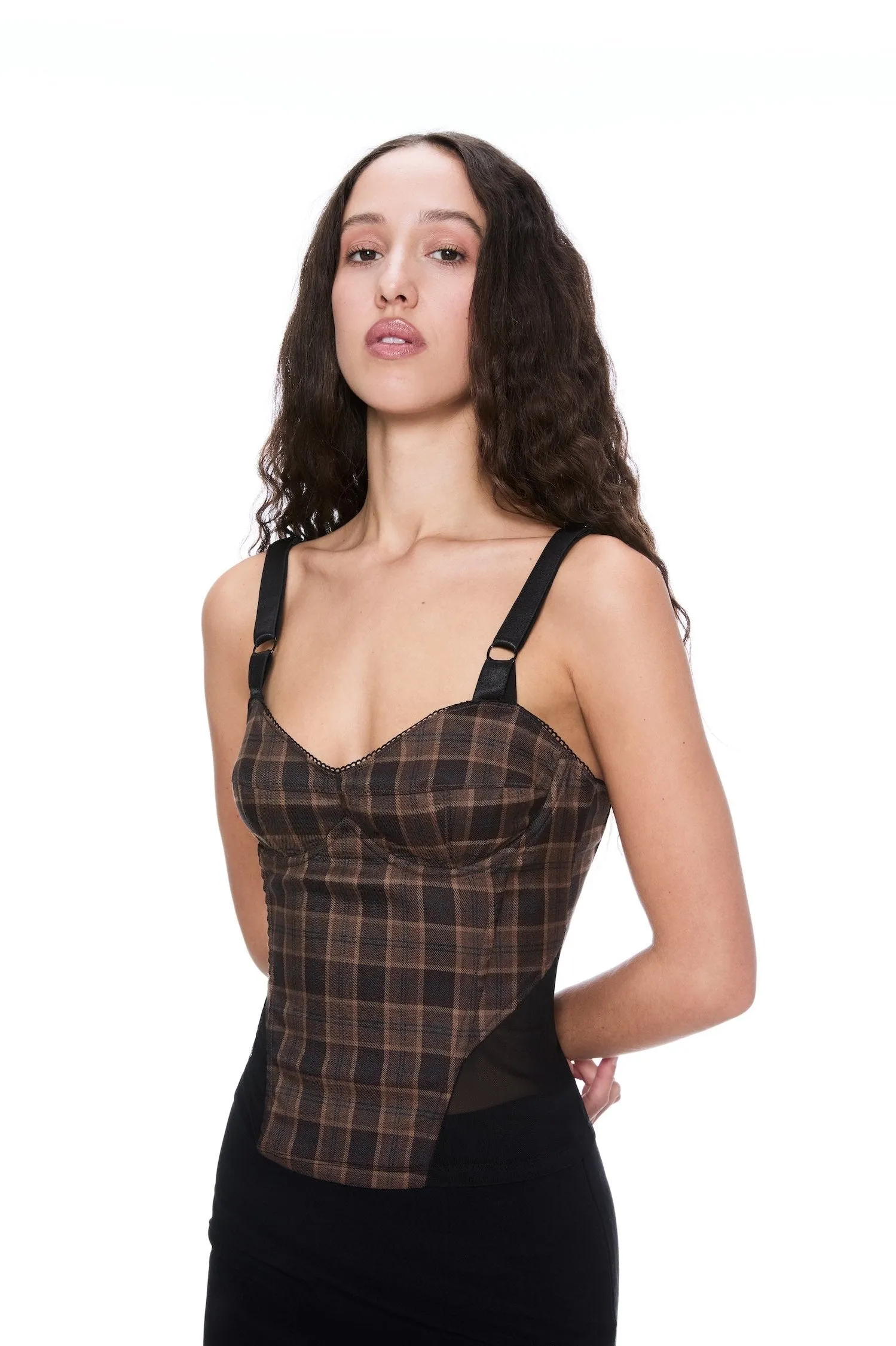 HighNeck MARGUERITE CORSET - PLAID BROWN