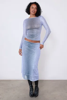 Layered Neckline Erasable Surface Coating MARIA SKIRT - WARPED DOT PERIWINKLE
