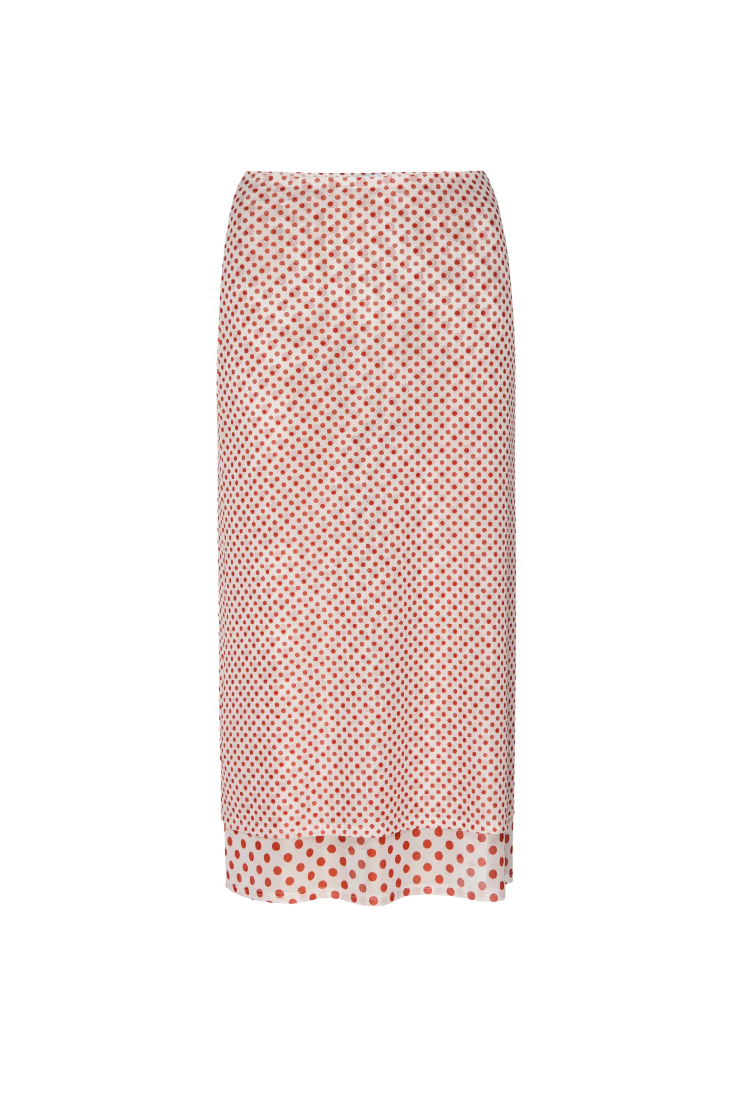 ReflectiveTrim Straight Leg MARIA SKIRT - WHITE POLKA DOT