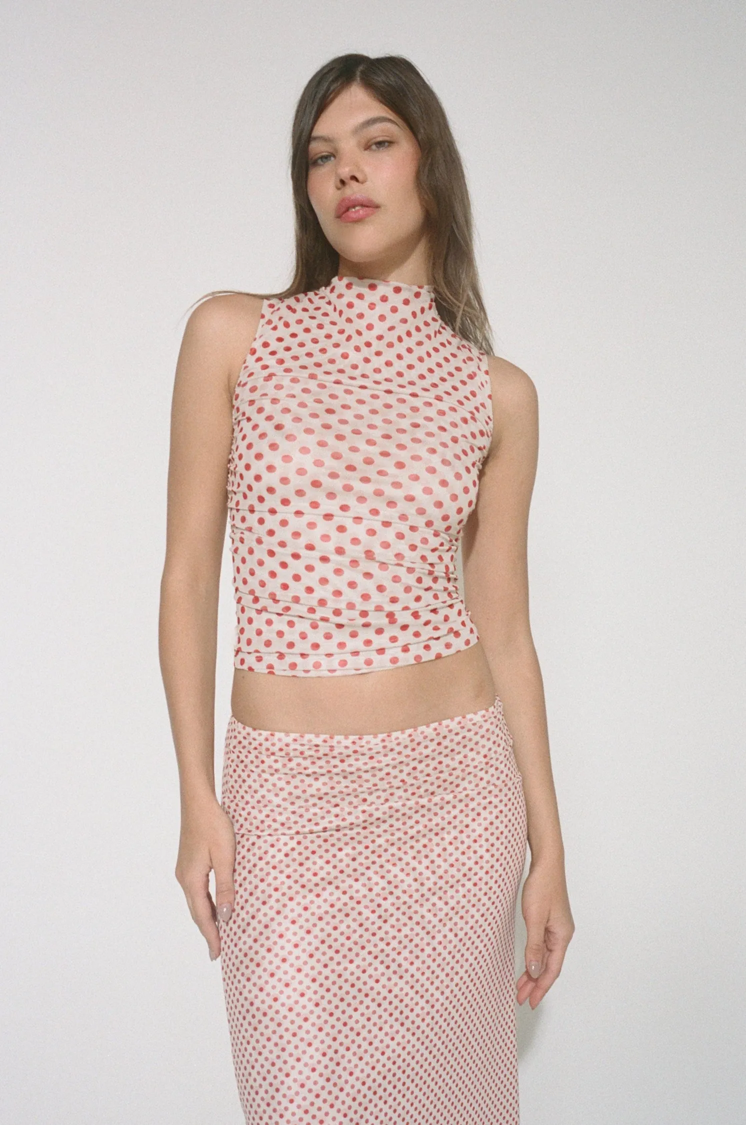 Outfit Game Flexible Comfort MARIA SKIRT - WHITE POLKA DOT