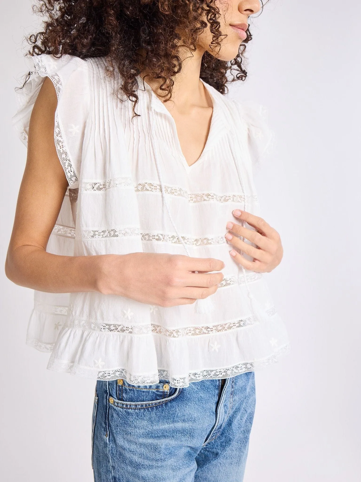 Maria Top in White Lace & Embroidery Flexible Design SublimatedPrint