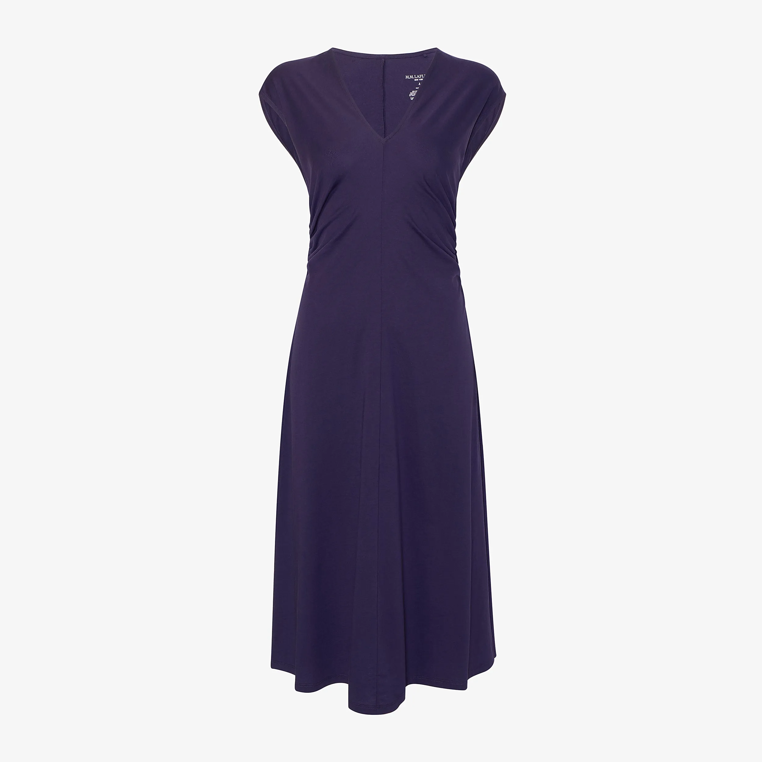 TaglessCollar Marina Ruched Dress - Organic Jersey Pima Cotton :: Deep Iris MeshVentilation DoubleLayeredShoulders