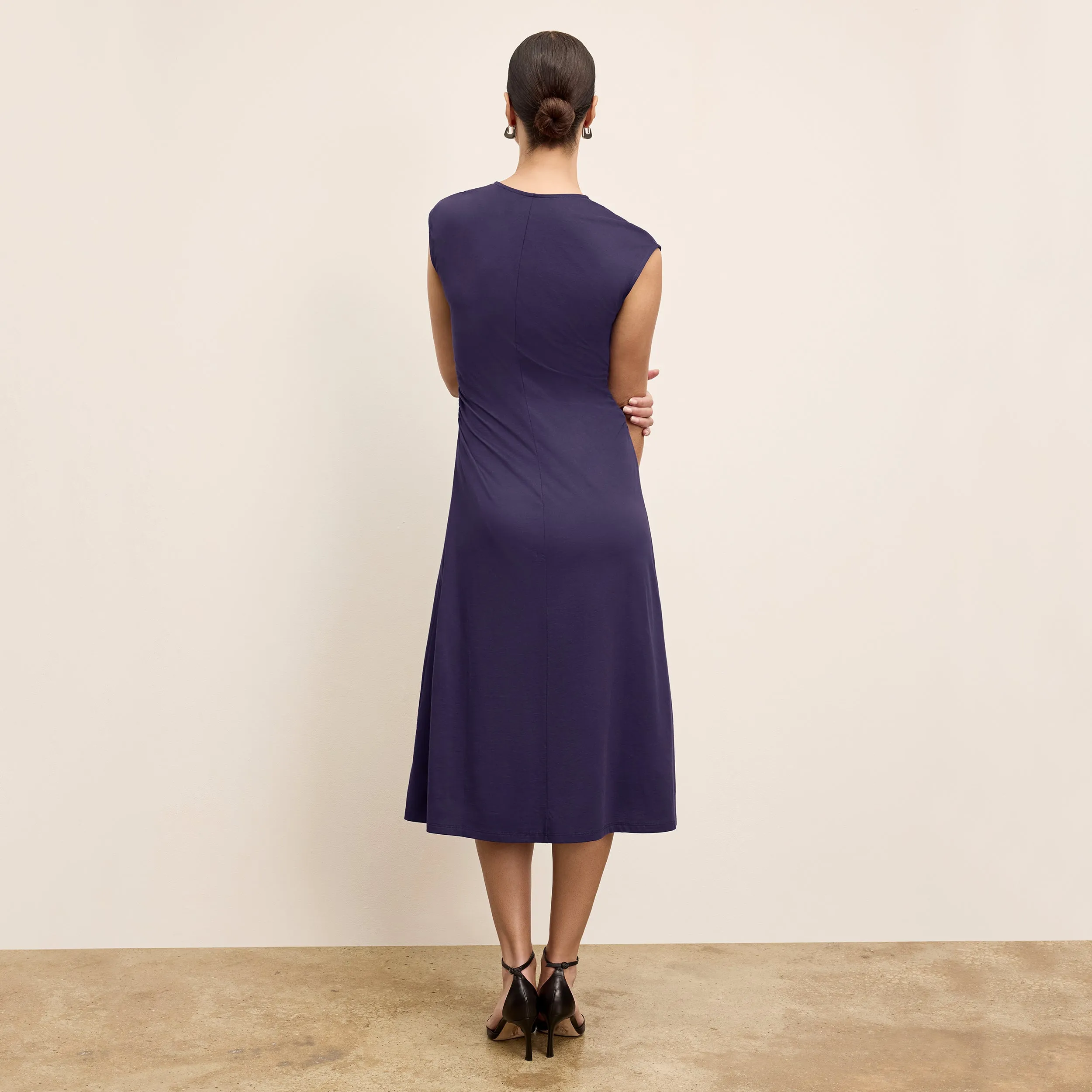 Marina Ruched Dress - Organic Jersey Pima Cotton :: Deep Iris PuckerFree Surface