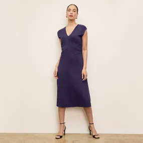 Elegant Blouse Marina Ruched Dress - Organic Jersey Pima Cotton :: Deep Iris