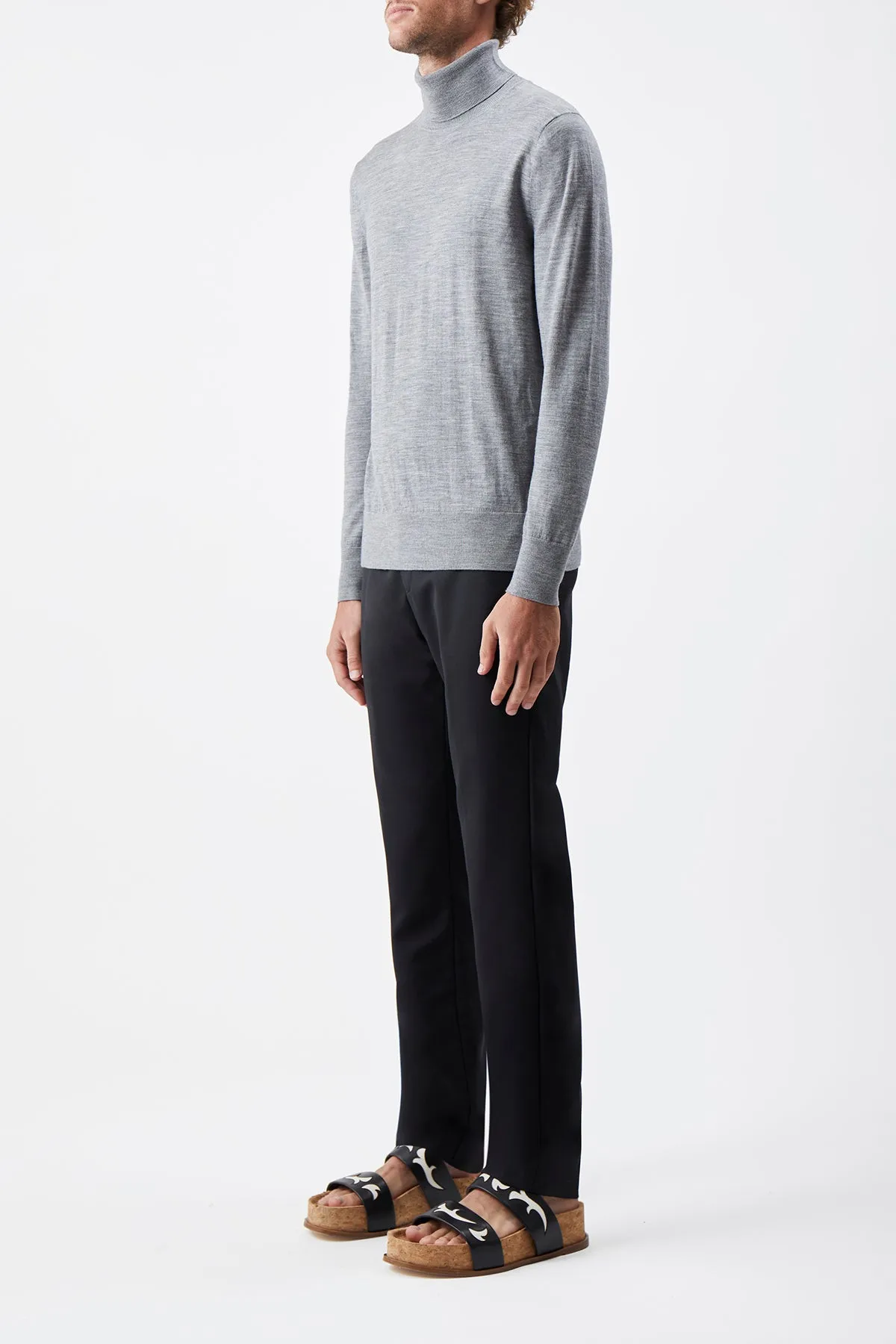 Jermaine Knit Turtleneck in Heather Grey Merino Wool Cold Casual Outfit