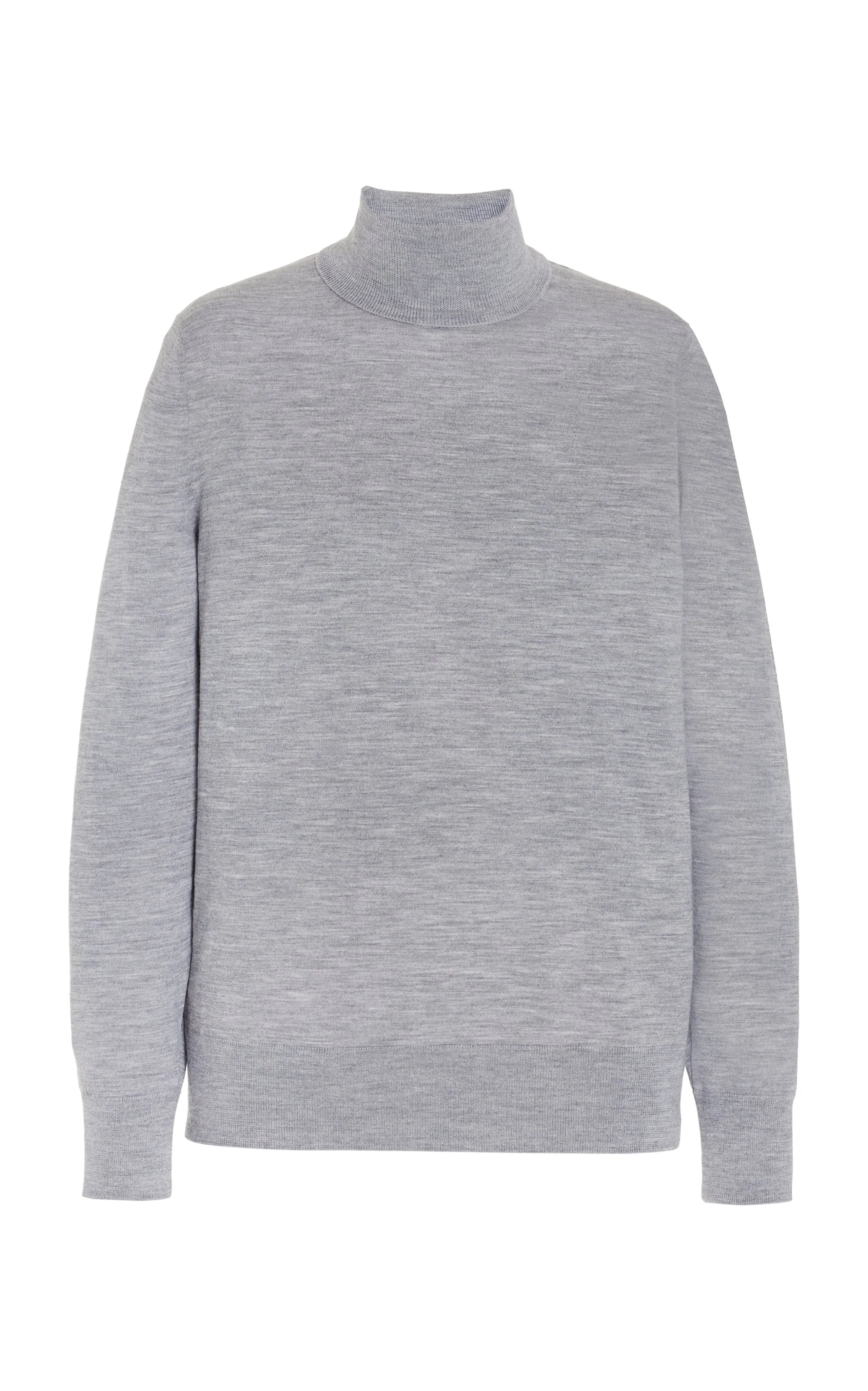 Soft Microfiber Surface Jermaine Knit Turtleneck in Heather Grey Merino Wool