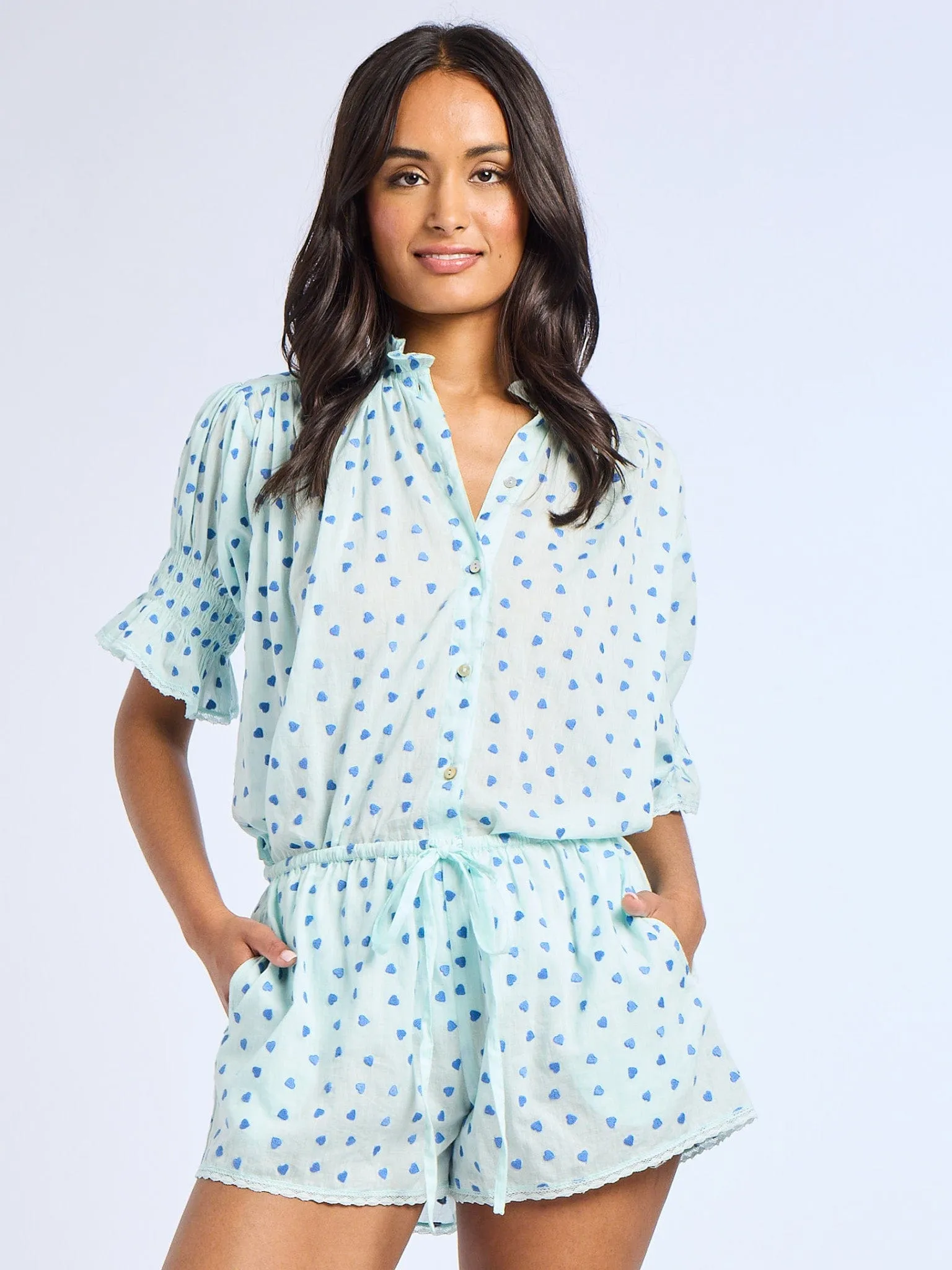 Marnie Top in Blue Hearts Reverseble Design