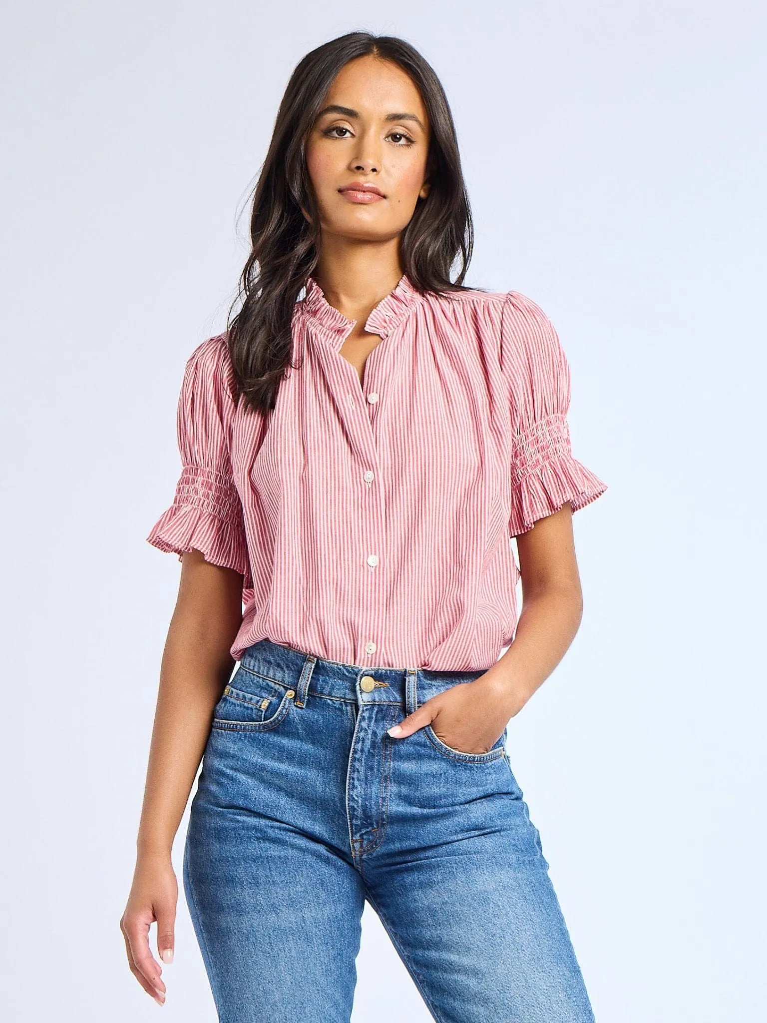 Marnie Top in Tango Stripe Versatile Shirt