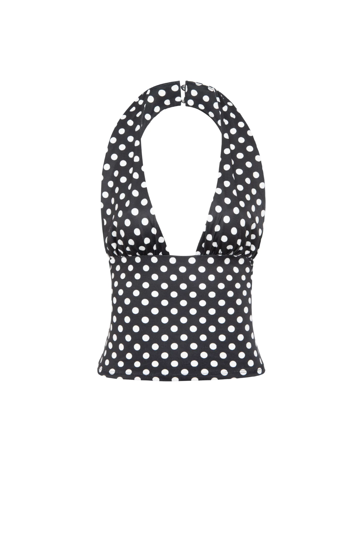 FlatlockStitching Elegant Look MATHILDE TOP - BLACK AND WHITE POLKA DOT