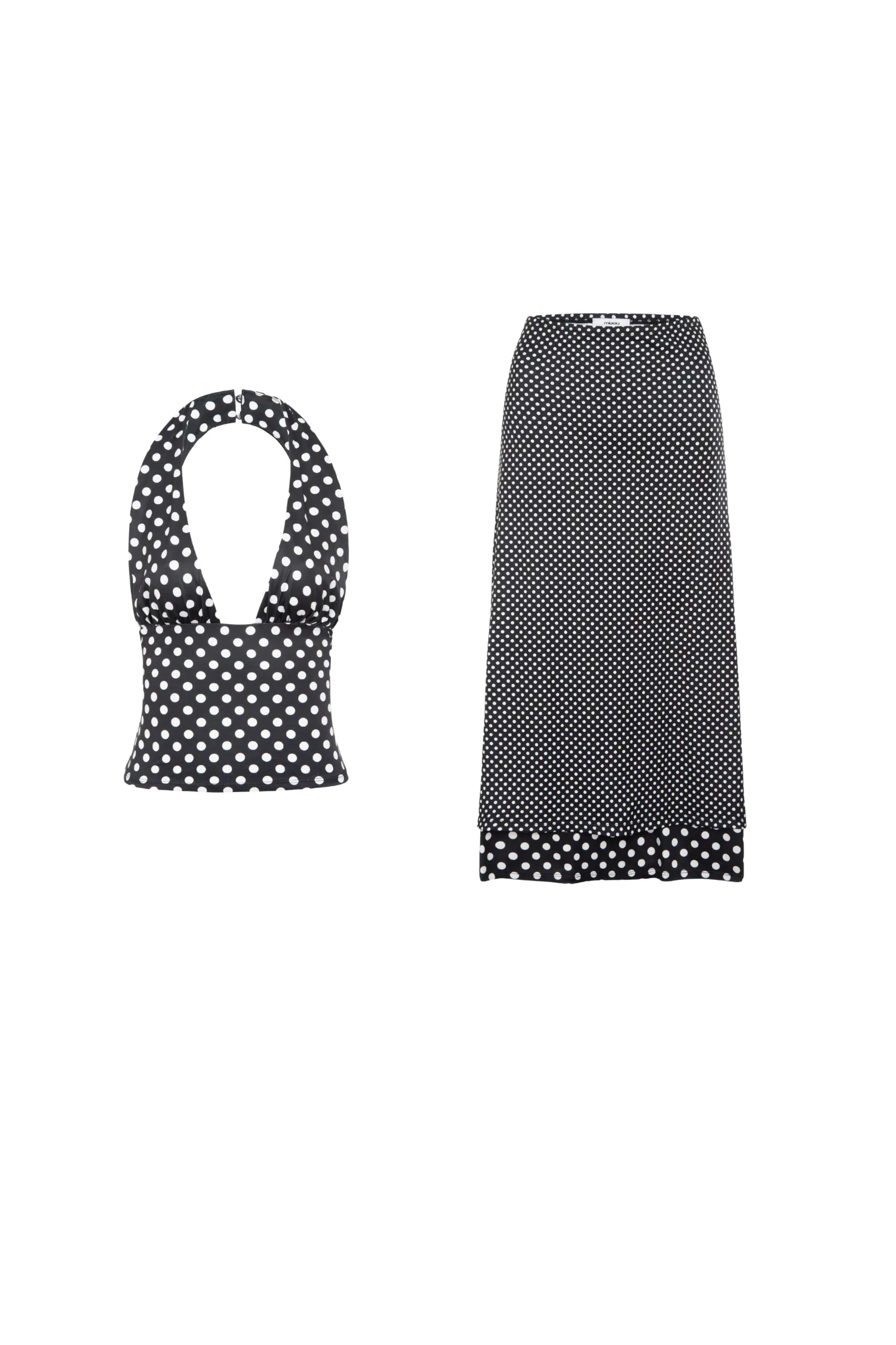 MATHILDE TOP   MARIA SKIRT - BLACK AND WHITE POLKA DOT Adjustable Cuffs
