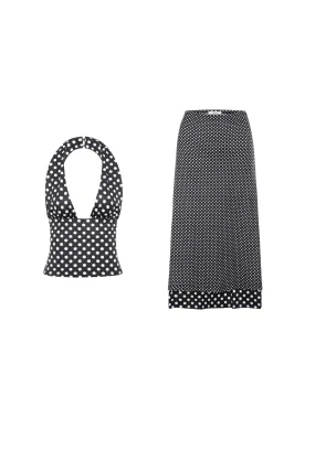 MATHILDE TOP   MARIA SKIRT - BLACK AND WHITE POLKA DOT Adjustable Cuffs