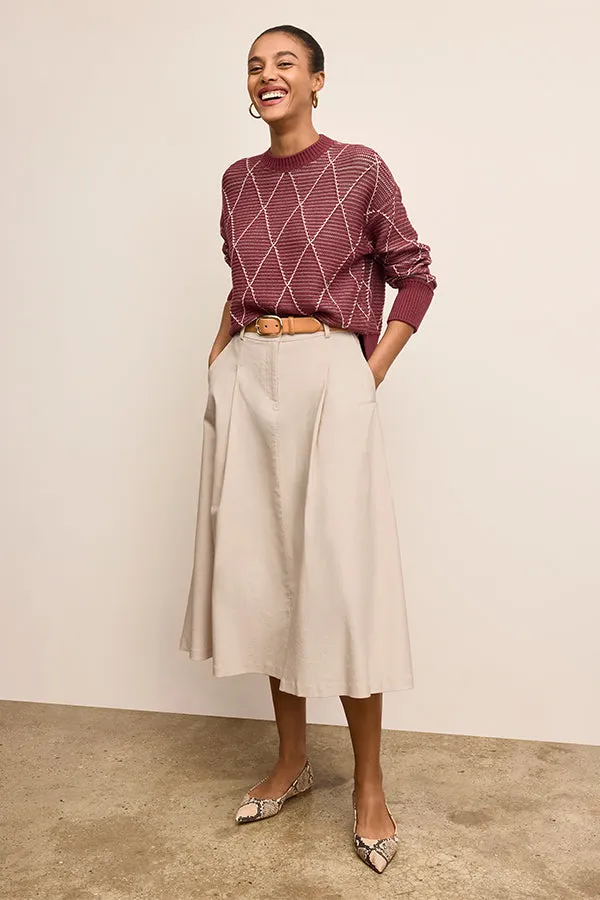 Chilly Days Maura Easy Luxury Sweater - Argyle Knit :: Red Umber