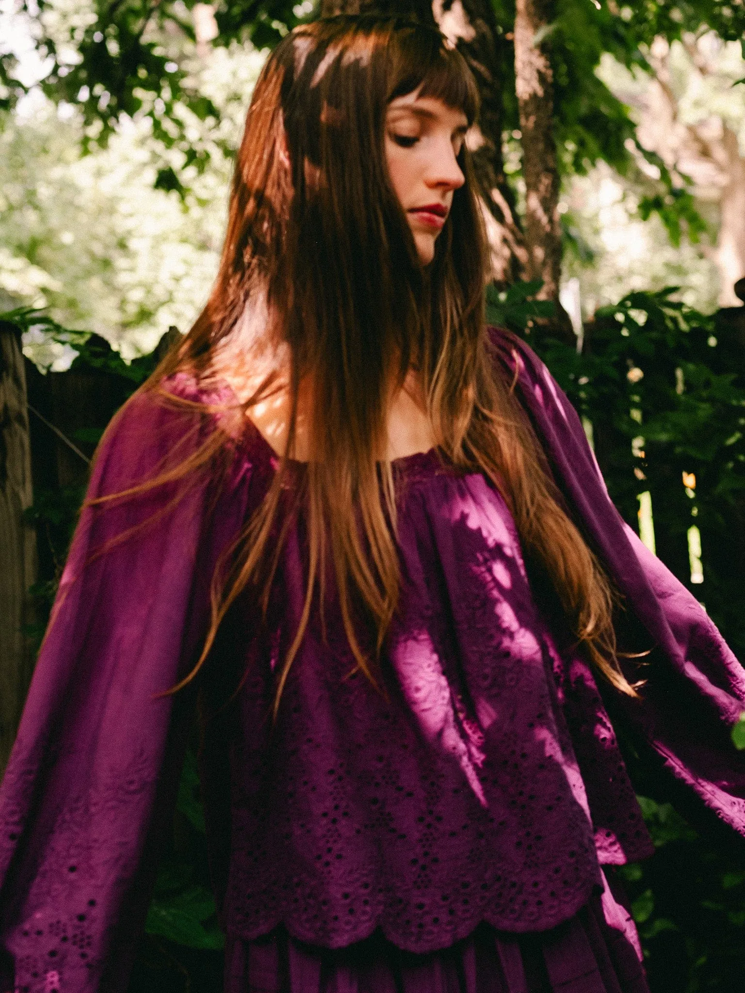 Maureen Top in Plum Eyelet Ventilated Back Panel