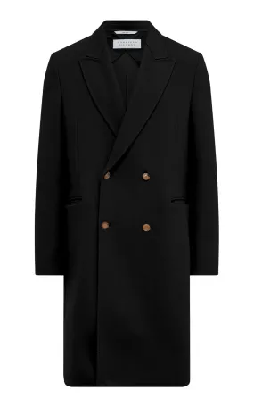 Compression Packability Fleece Lined Interior Mcaffrey Coat in Black Double-Face Recycled Cashmere