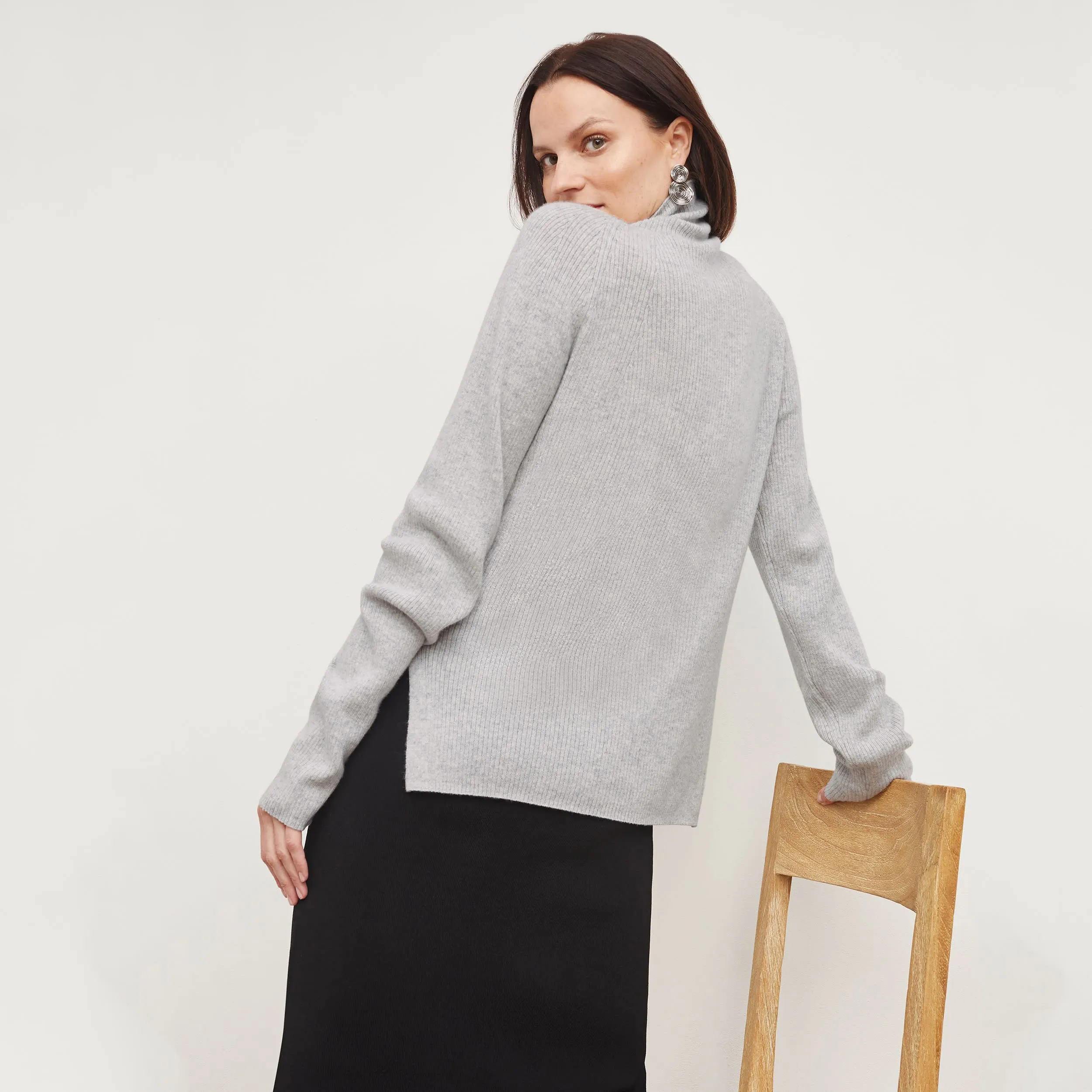 Breathable Underarm Gussets Multipanel Construction McKenzie Sweater - Cashmere :: Light Heather Gray
