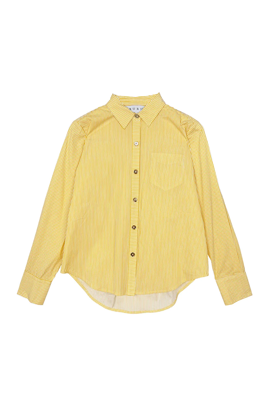 Mel Button Down Shirt - Yellow Stripe Lightweight Jacket PreShrunk Fabric