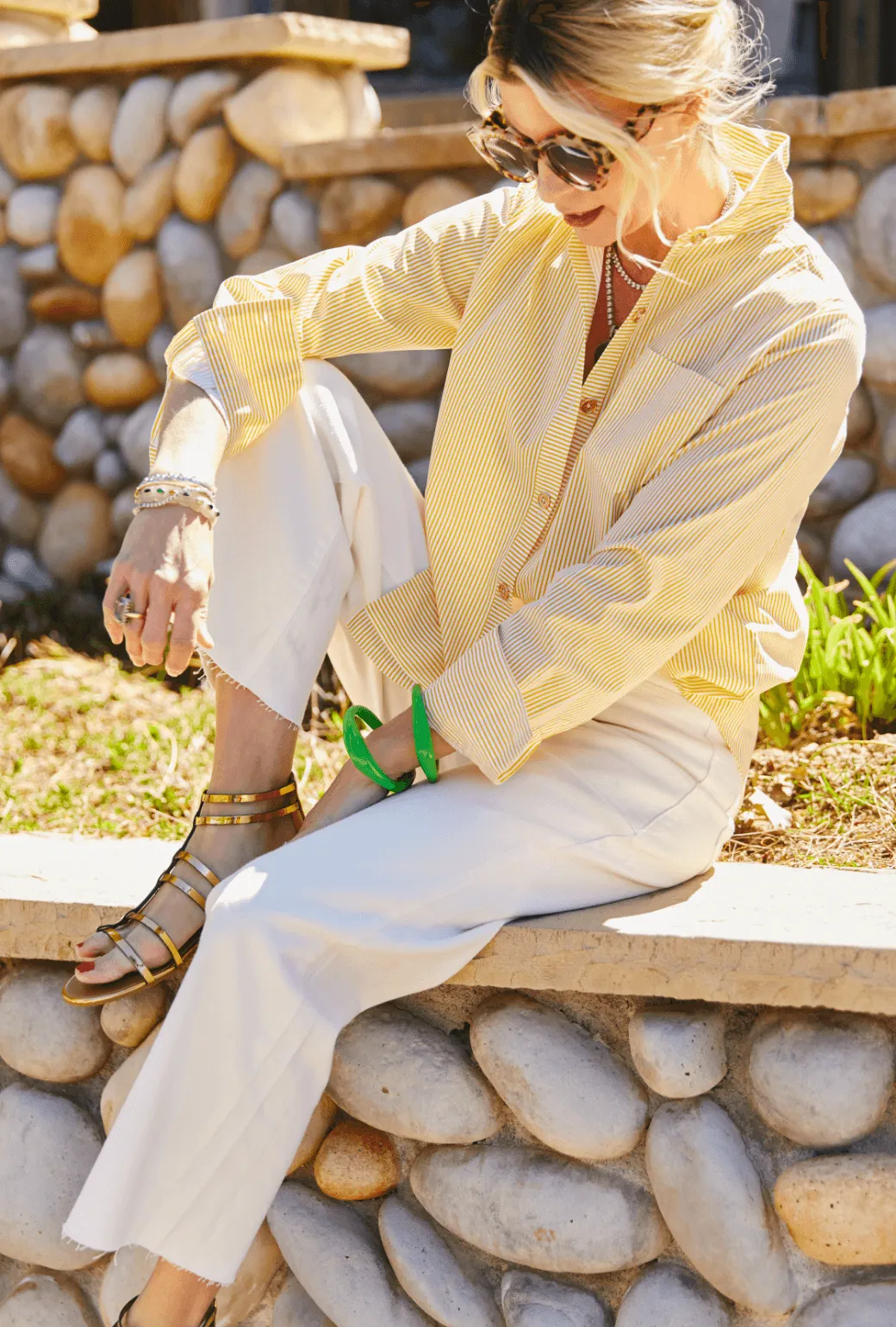 Minimalist Detailing Mel Button Down Shirt - Yellow Stripe