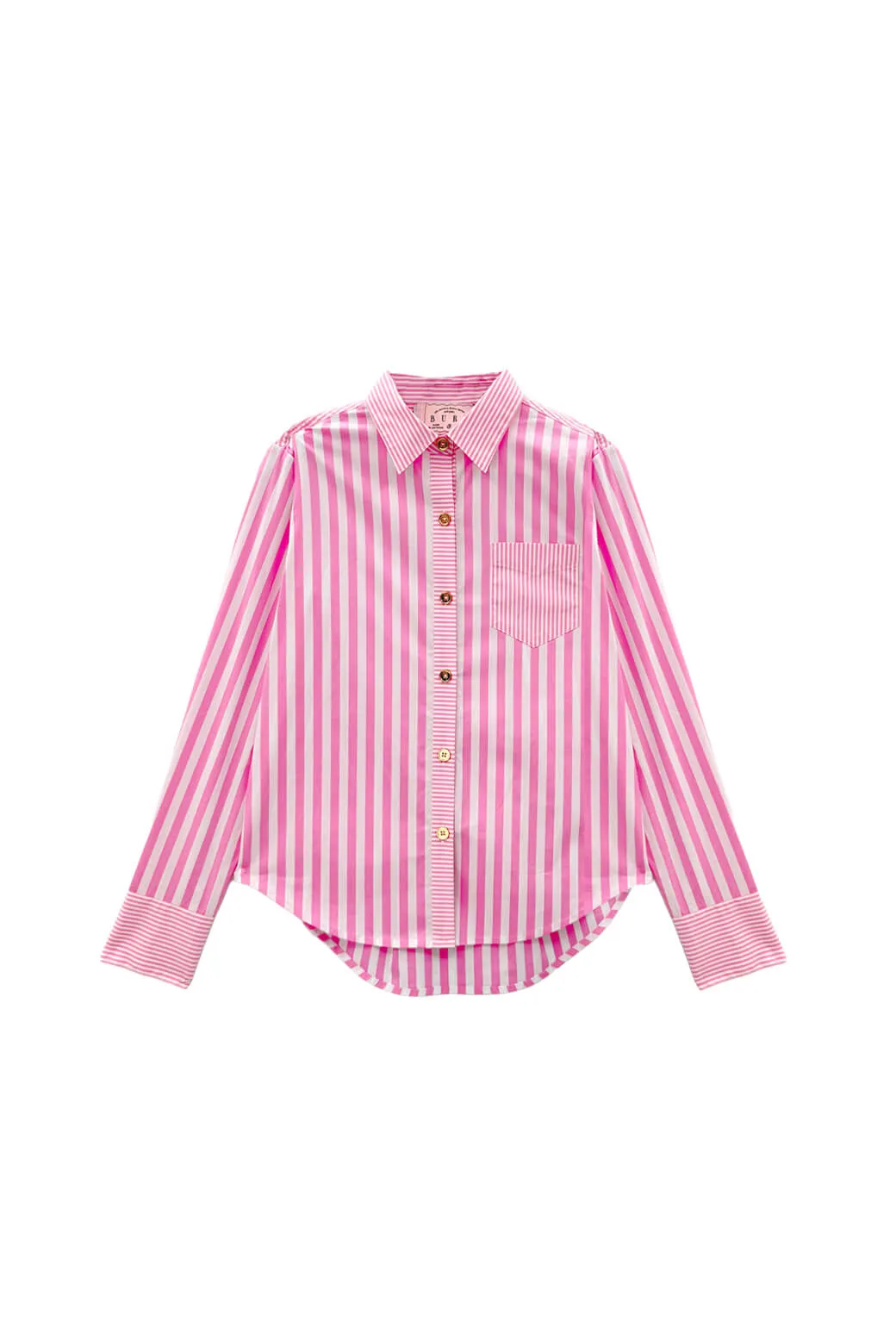 Casual Tee Mel Mixed Button Down Shirt - Pink Stripe