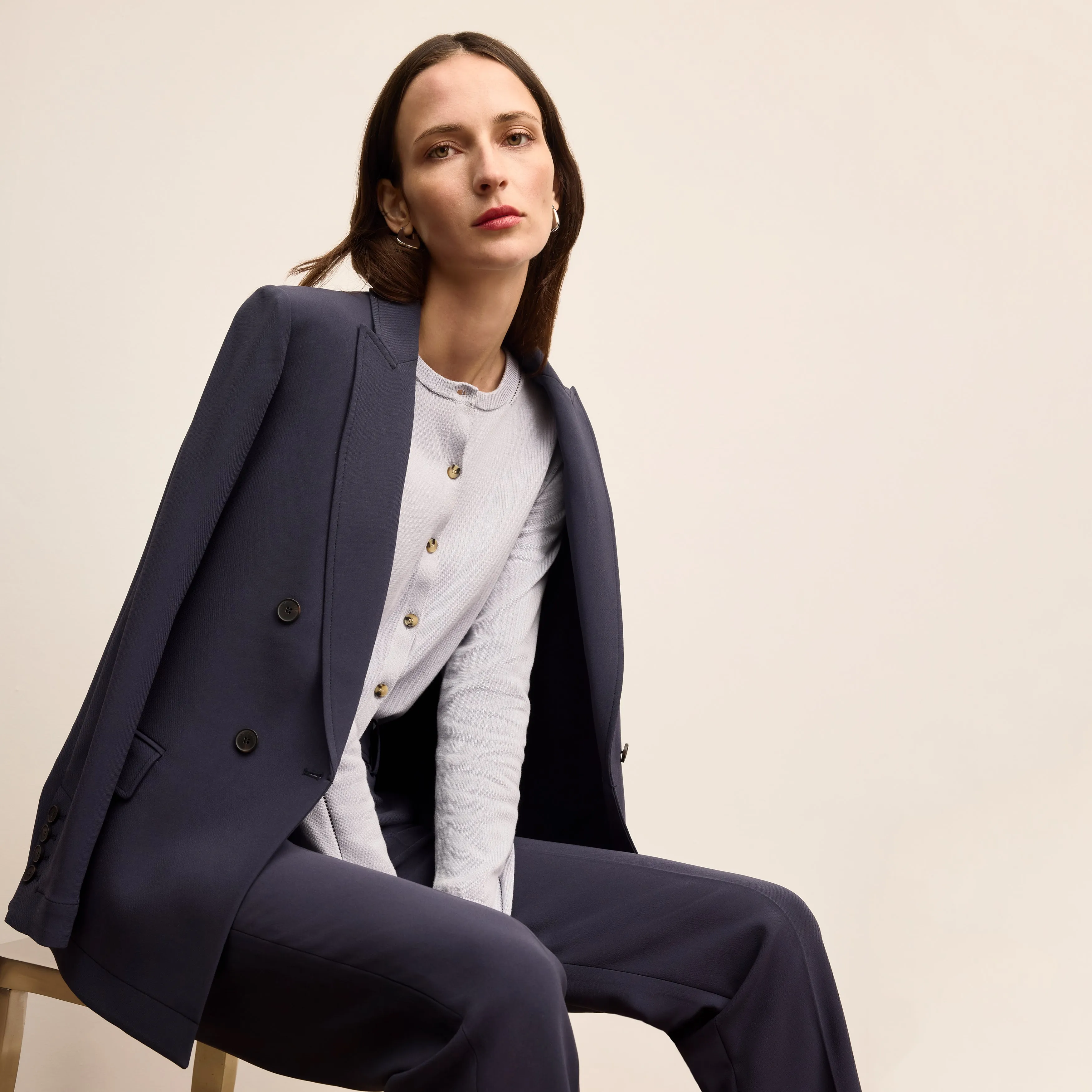 Modern Texture Mel Pointelle Cardigan - Cotton Silk Knit :: Powder Blue