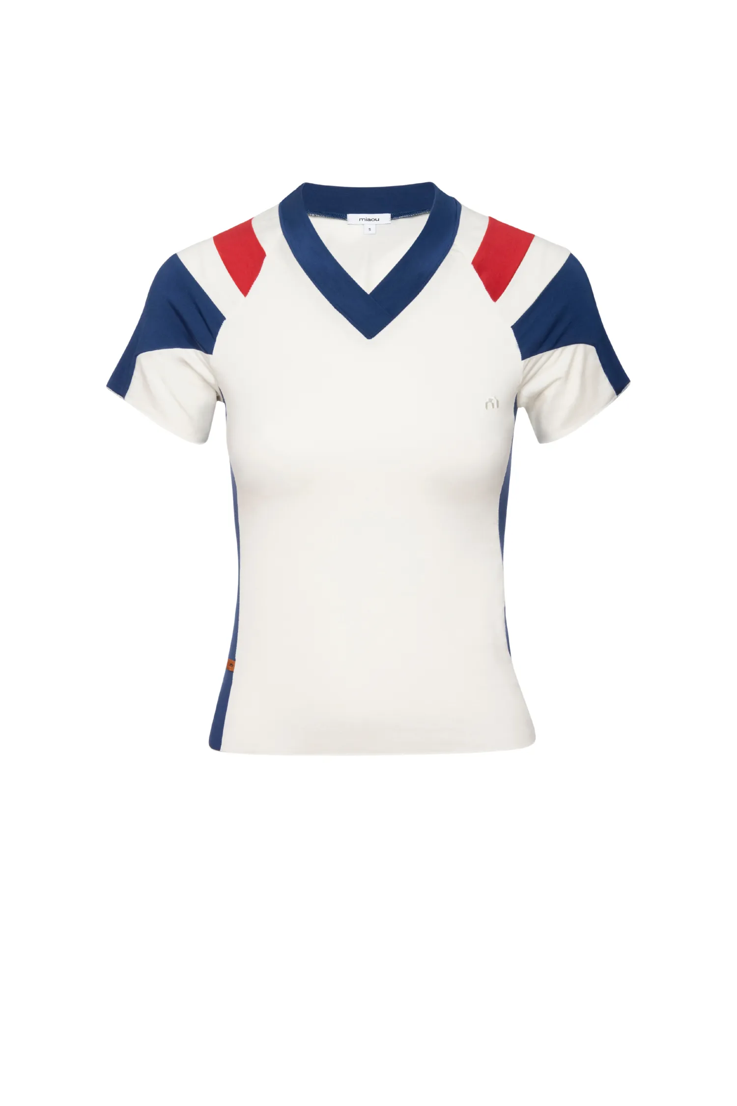 MEL TEE - WHITE/NAVY/RED Cozy Sweatshirt Bonded Seam Construction