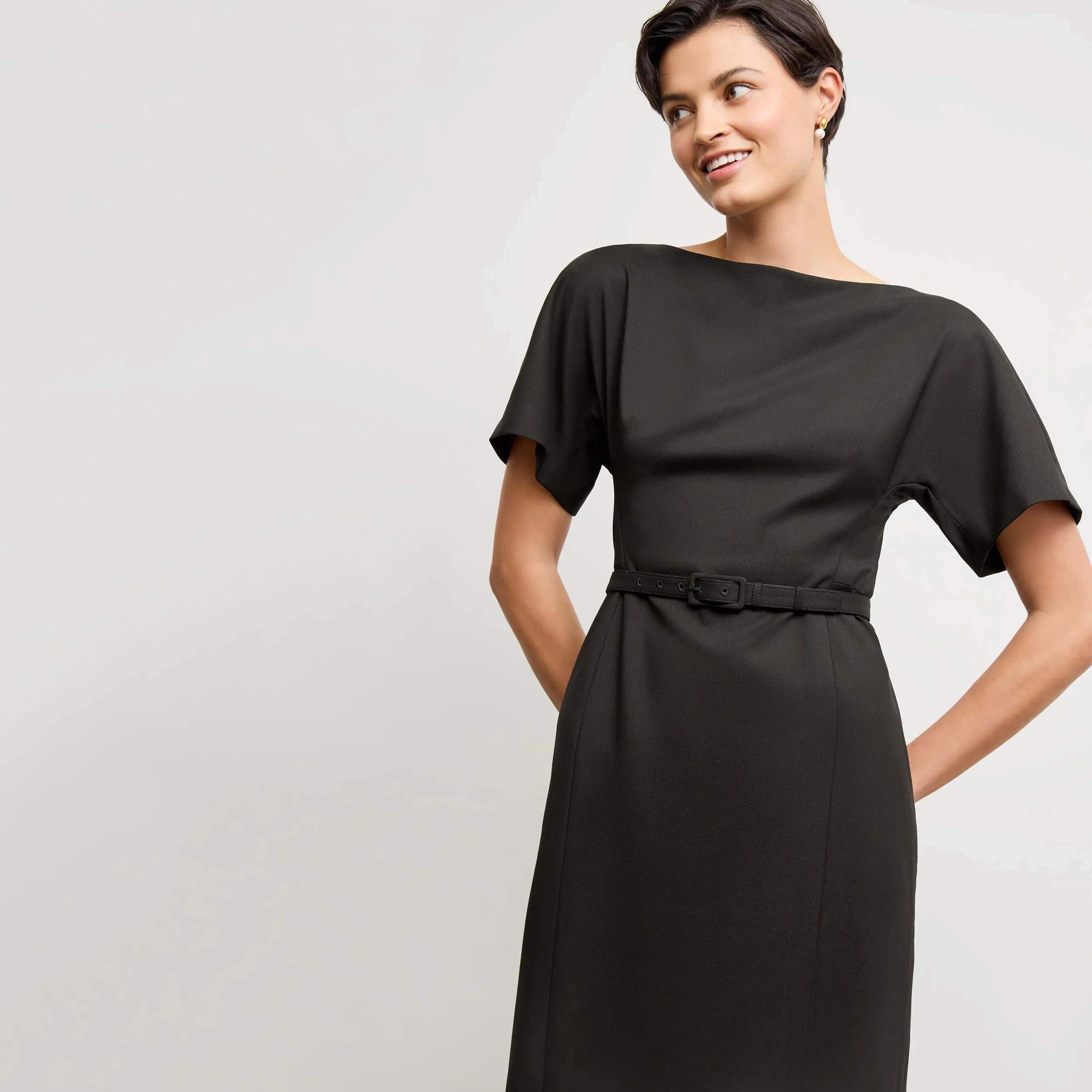 PlushLining Thermal Regulation System Meredith Executive Dress - Washable Wool Twill :: Black
