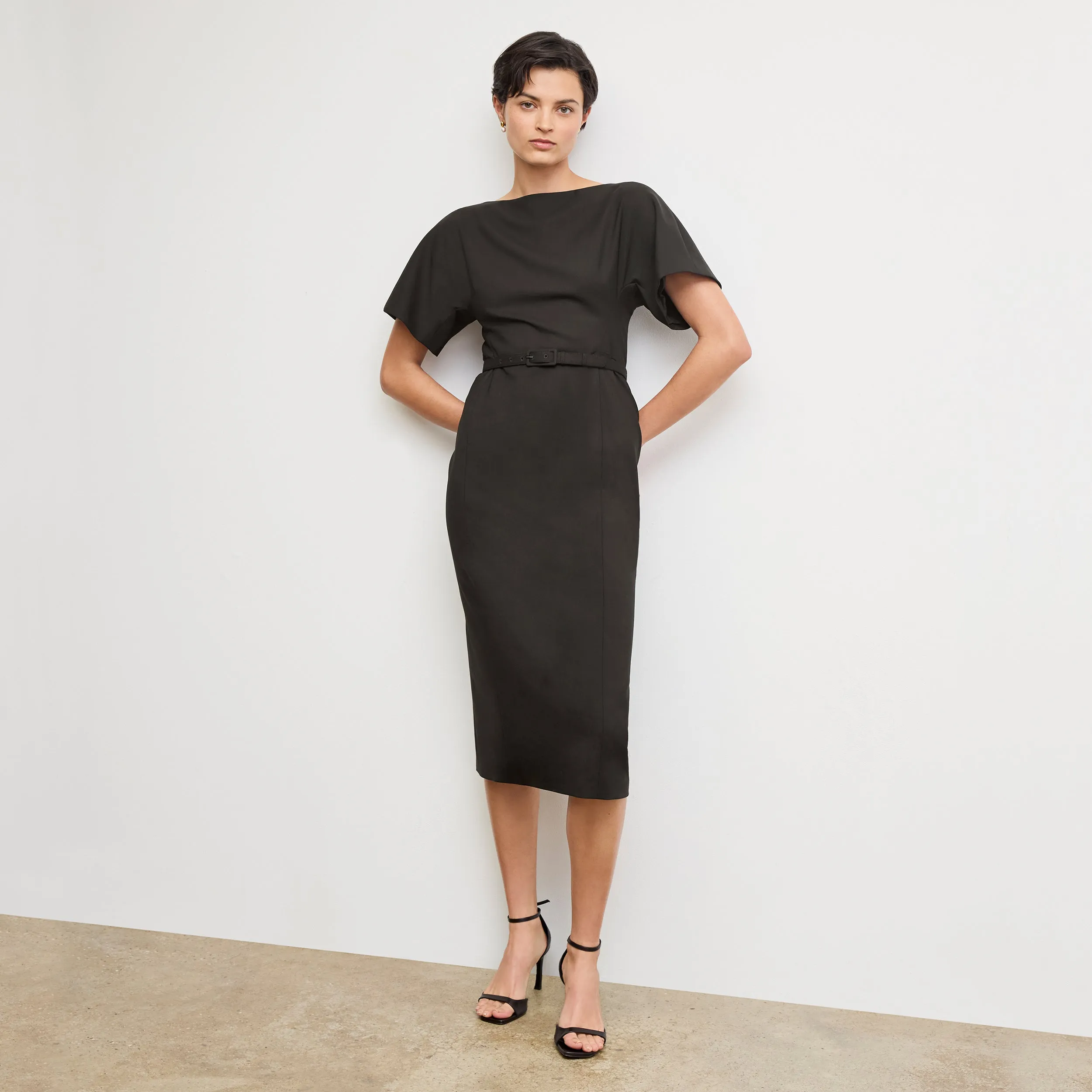 Interlock Stitching Wind Resistant Fabric Meredith Executive Dress - Washable Wool Twill :: Black