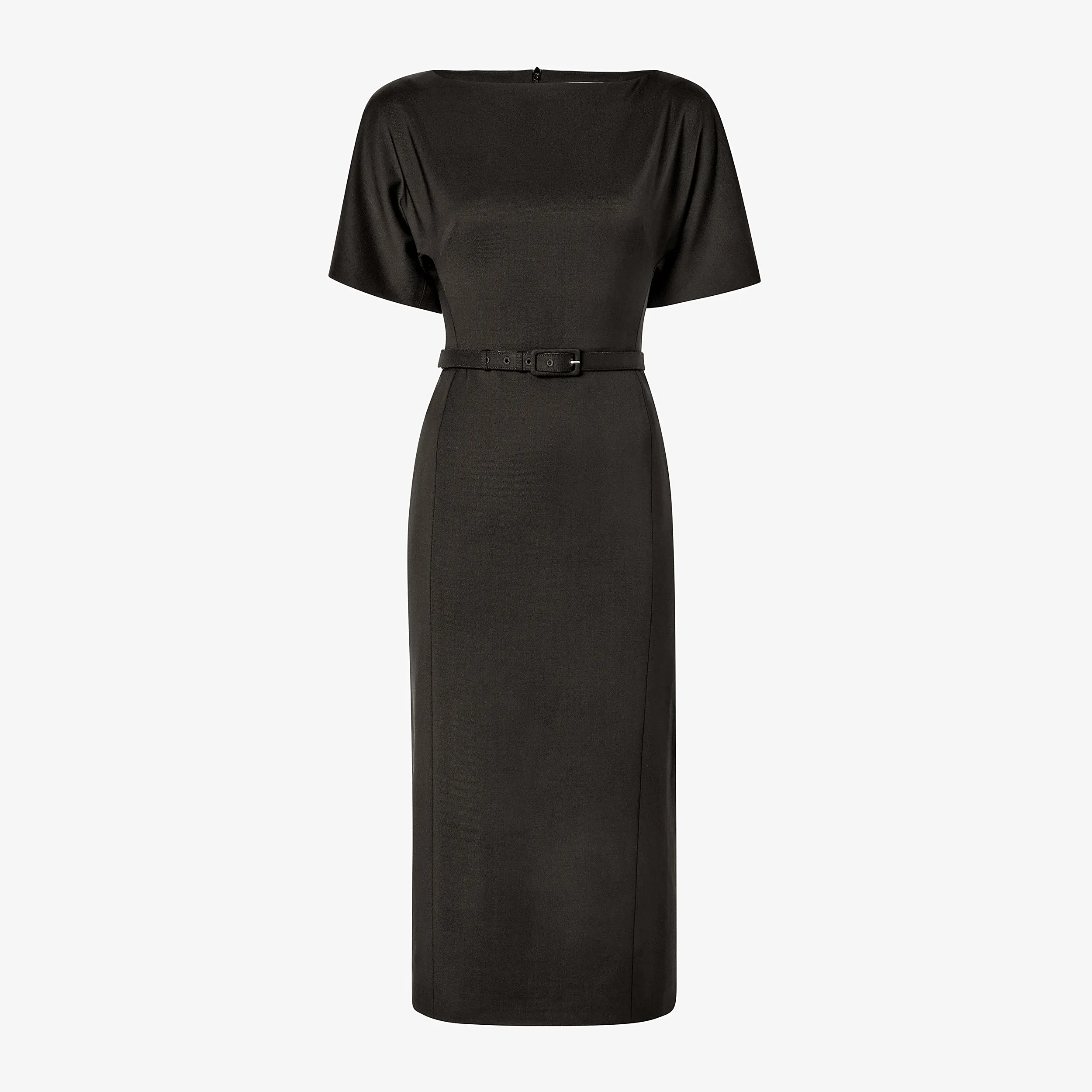 Reflective accents Meredith Executive Dress - Washable Wool Twill :: Black EthicallySourcedMaterial RawHemDetail