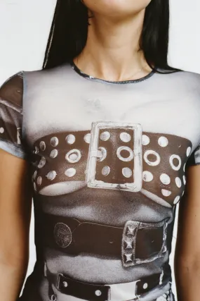 EthicalProduction Circular Knit Construction MESH MINI TEE - BELT PRINT