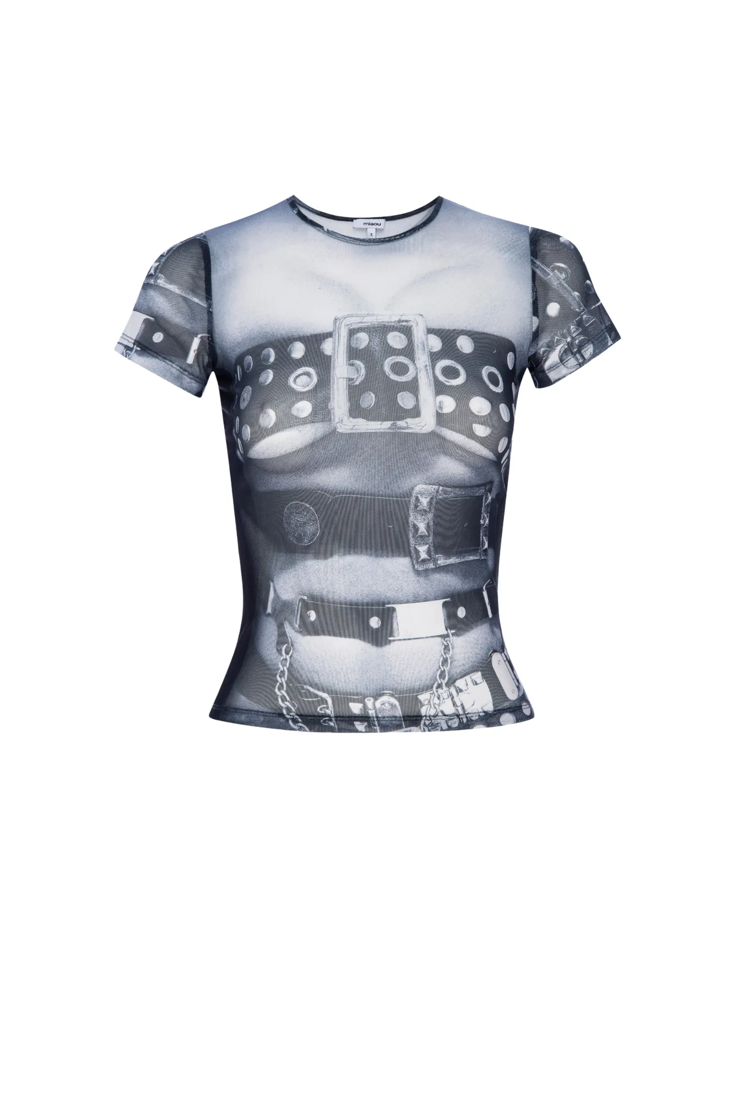 MESH MINI TEE - BELT PRINT Flexible Shoulder Seams