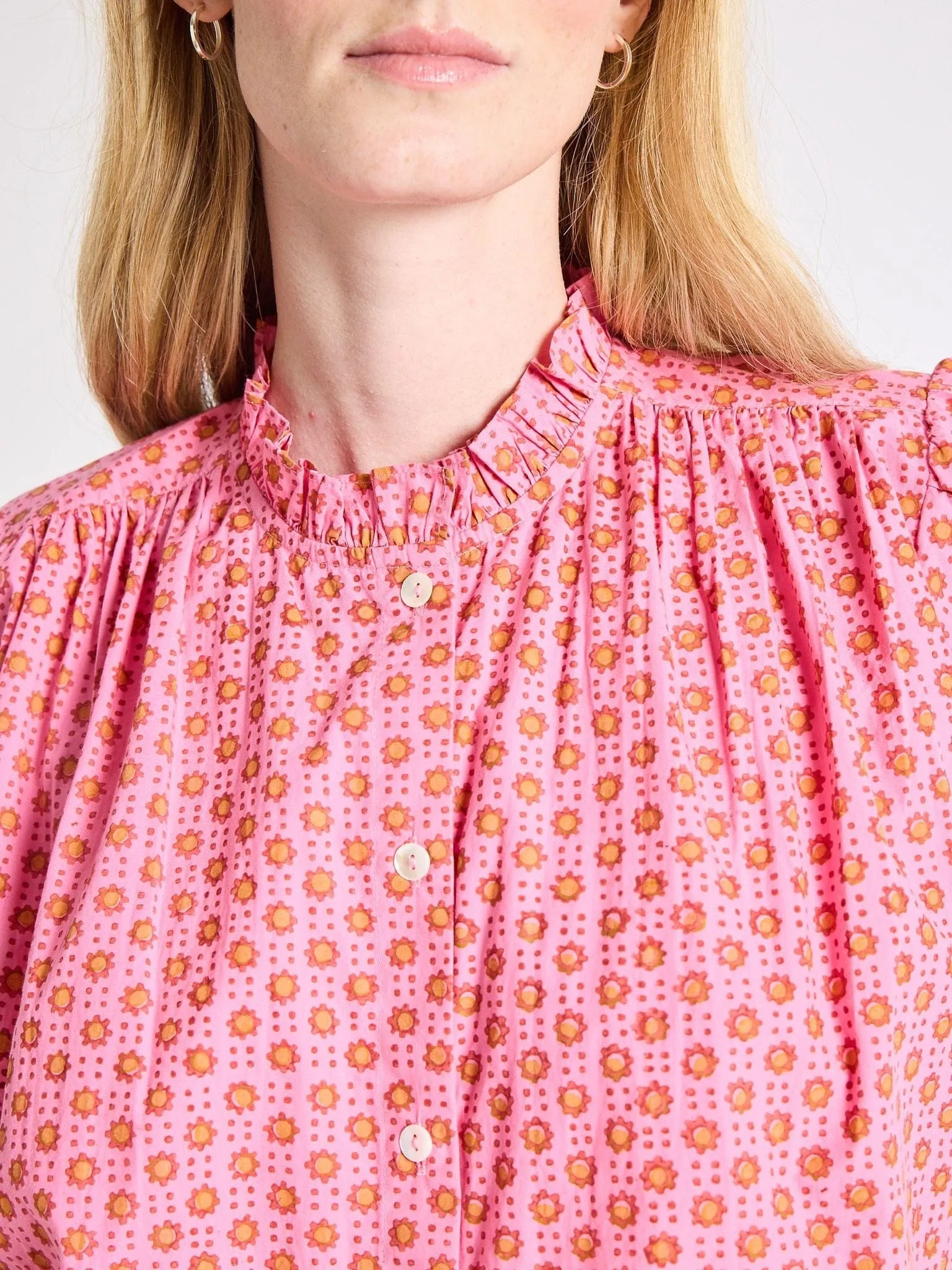 Layered Hemline Sweat Absorbent Inner Layer Marnie Top in Carmine Dot