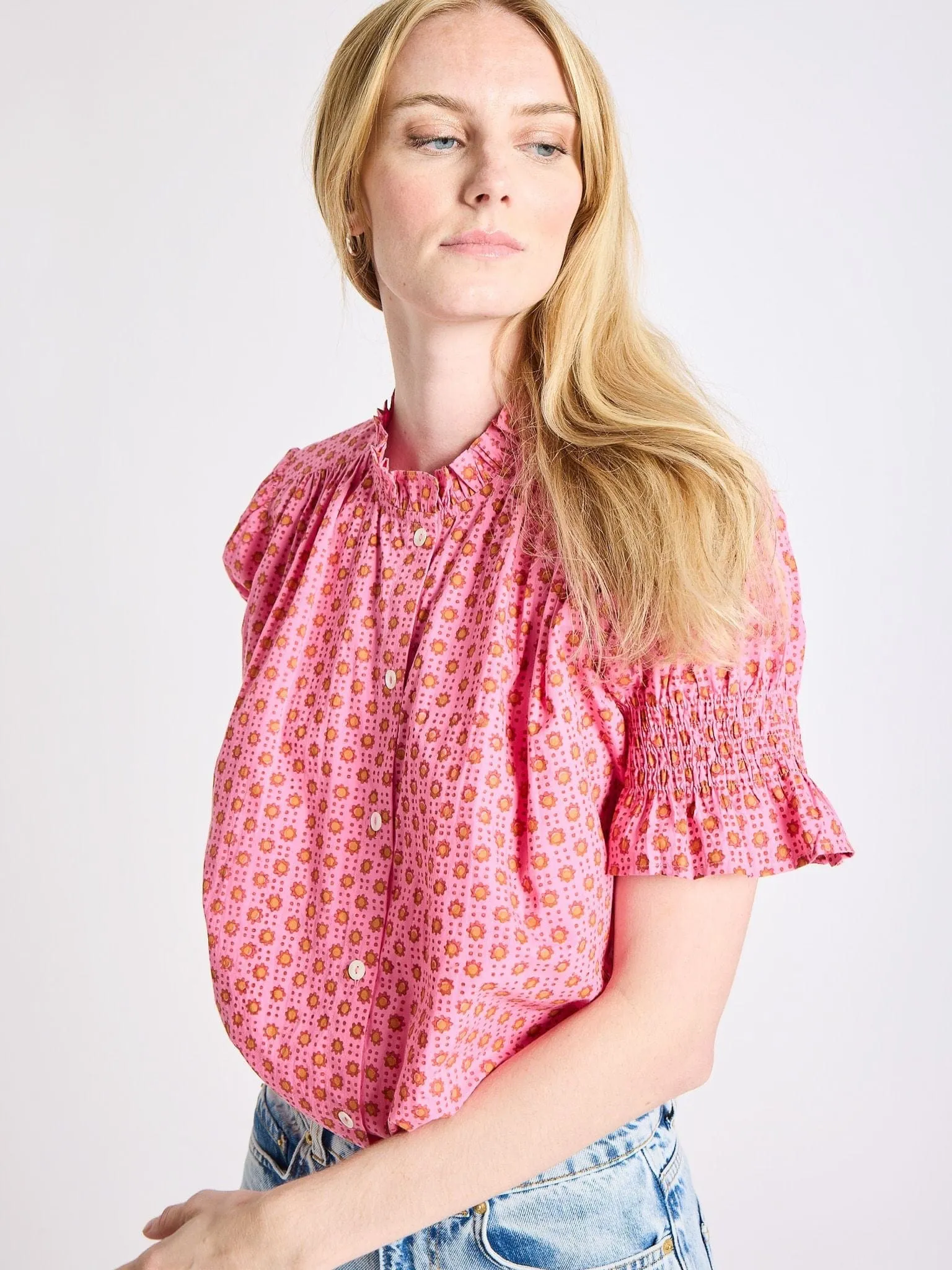 Marnie Top in Carmine Dot AntiPillingTreatment