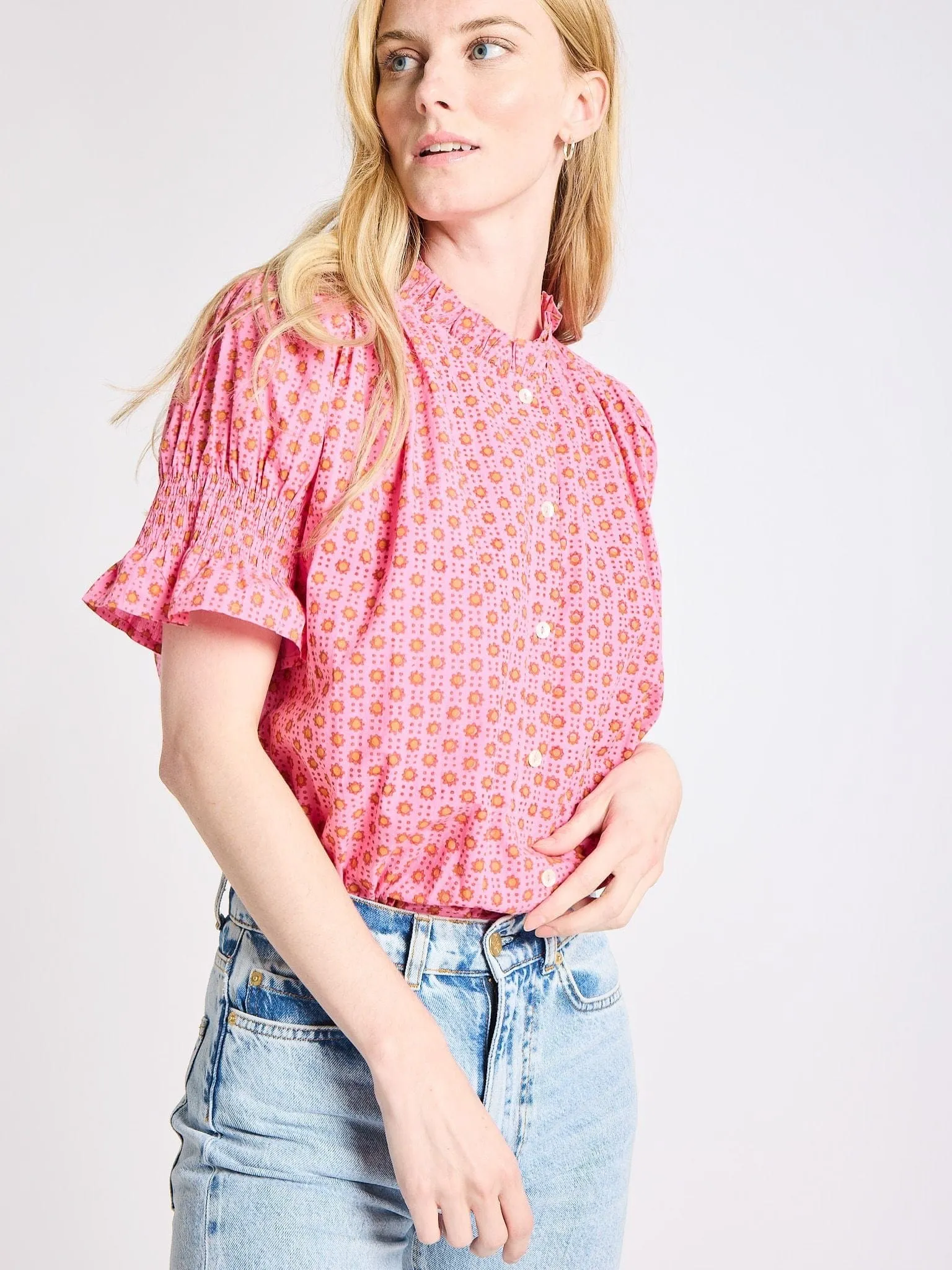 Long Sleeve Shirt Marnie Top in Carmine Dot