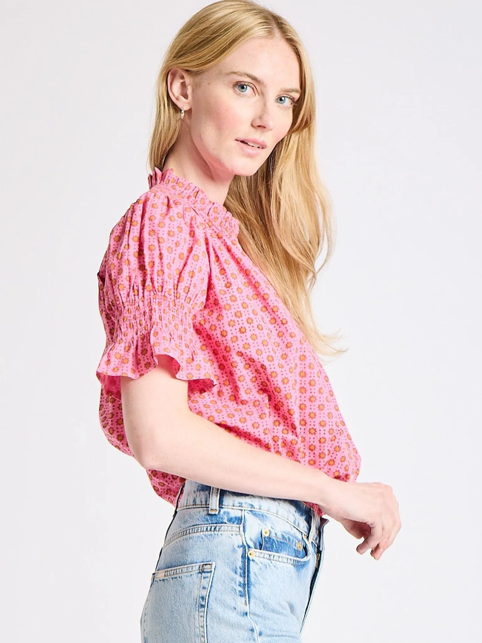 Marnie Top in Carmine Dot ReinforcedStitching