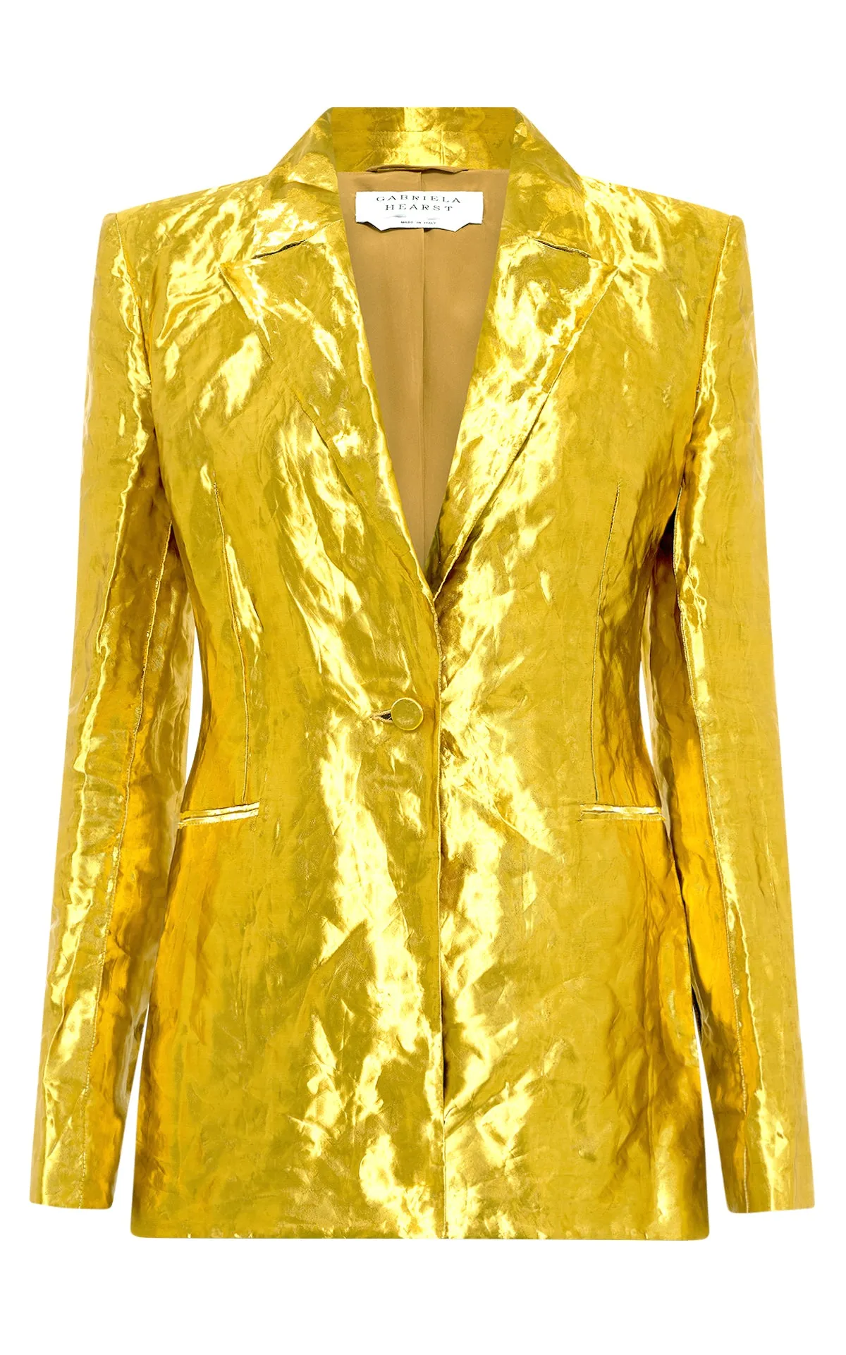 Mick Blazer in Gold Metallic Silk Double Needle Hemming FrenchTerryTexture