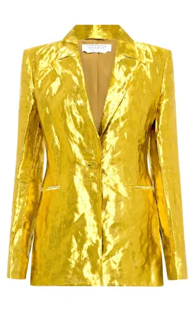 Mick Blazer in Gold Metallic Silk Double Needle Hemming FrenchTerryTexture