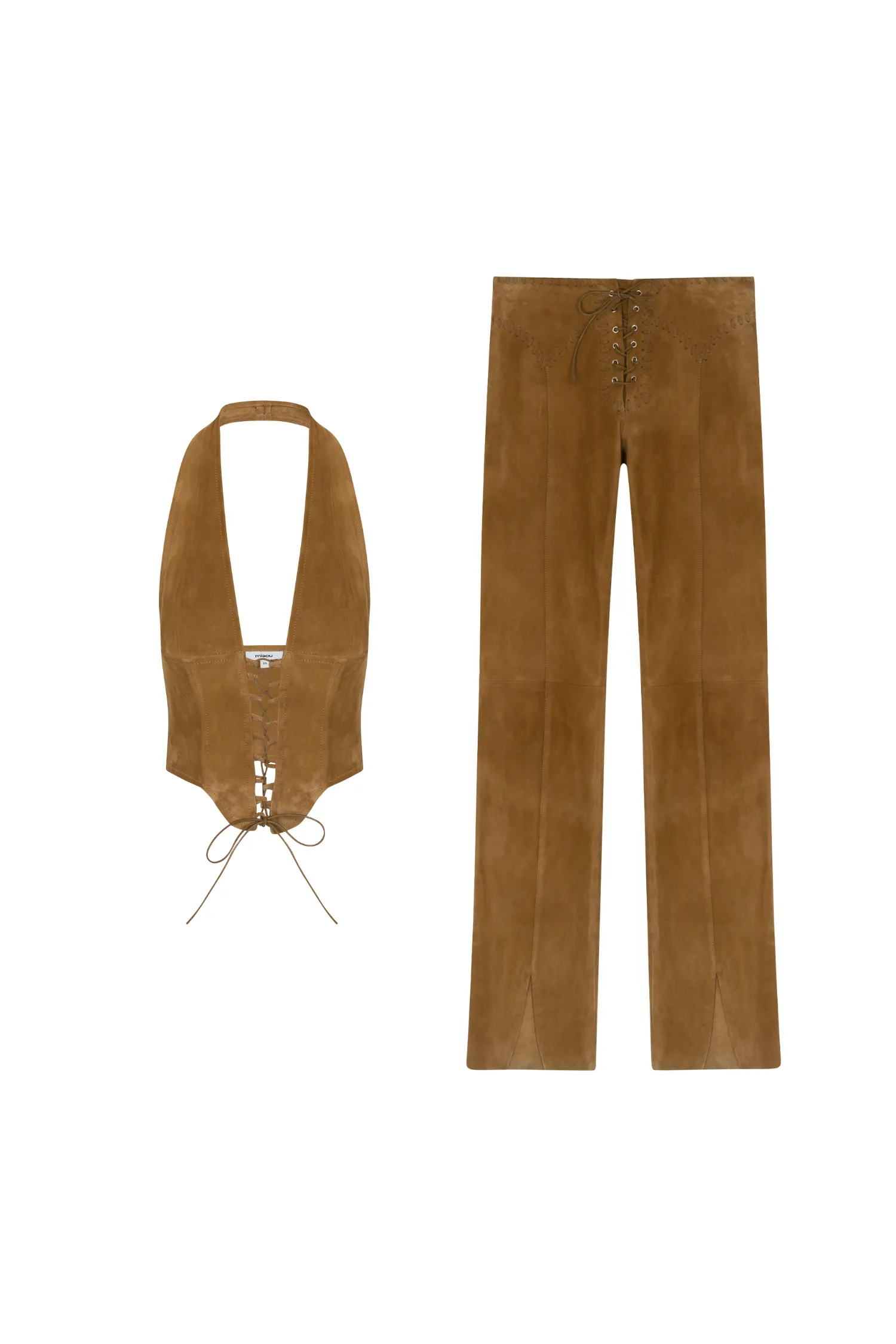 Hidden Pocket Design MARA CORSET   ELEMENT PANT - TAN SUEDE