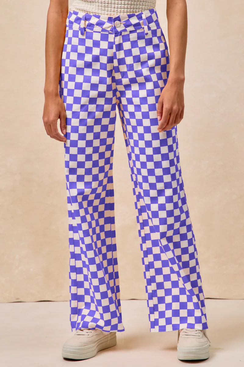 IB1708S-09 | MARDI GRAS THEME PLAID PRINTED PANTS WrinkleResistant Cloth Bold Patterns