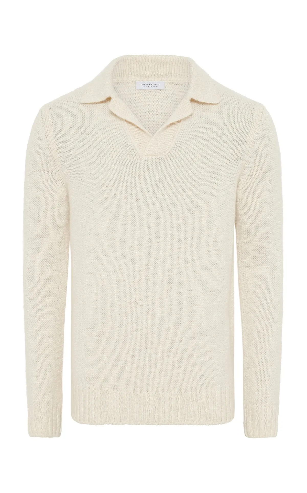 Hidden Pocket TurtleneckDesign Aled Knit Polo in Ivory Cashmere