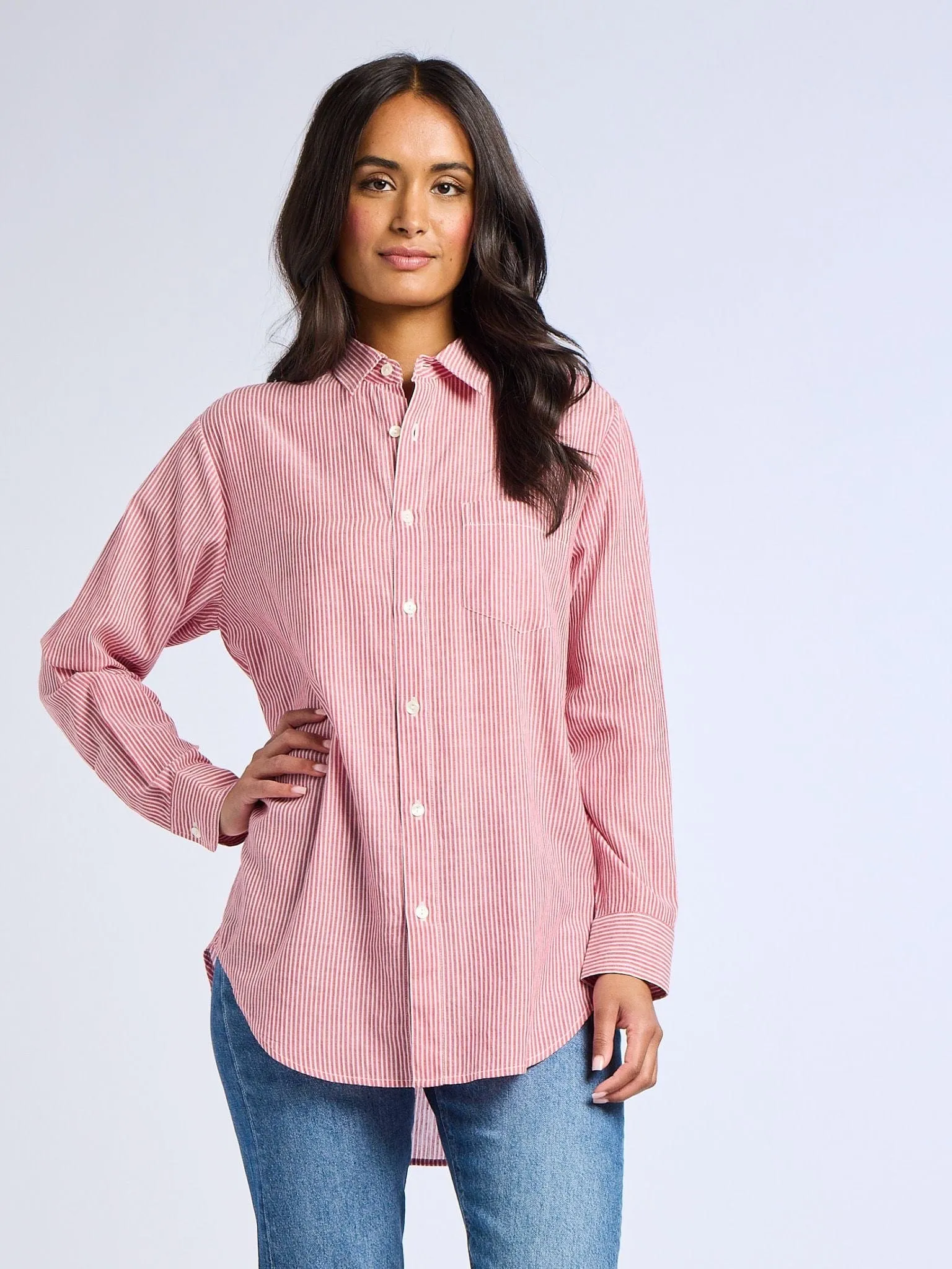 Casual Pullover Sofia Top in Tango Stripe