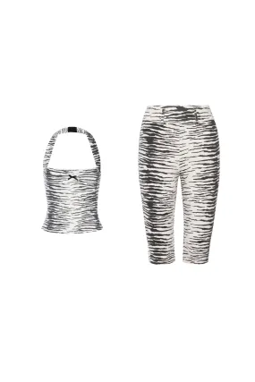 Taped Neckline MIKAELA TOP   HARLEY CAPRI - ZEBRA