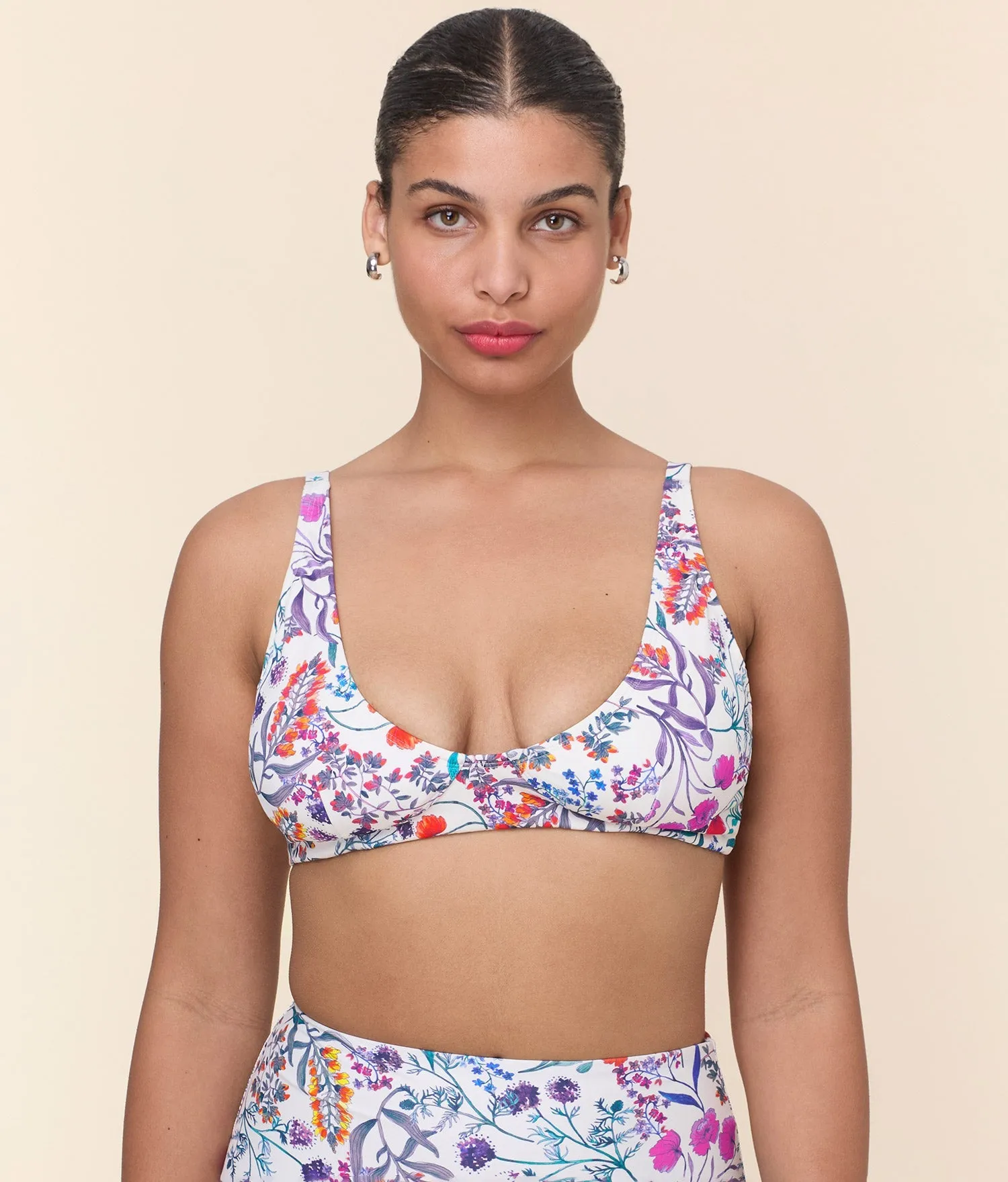 Molded Cup Support Mila Bikini Top - Eco Nylon - Botanical Floral