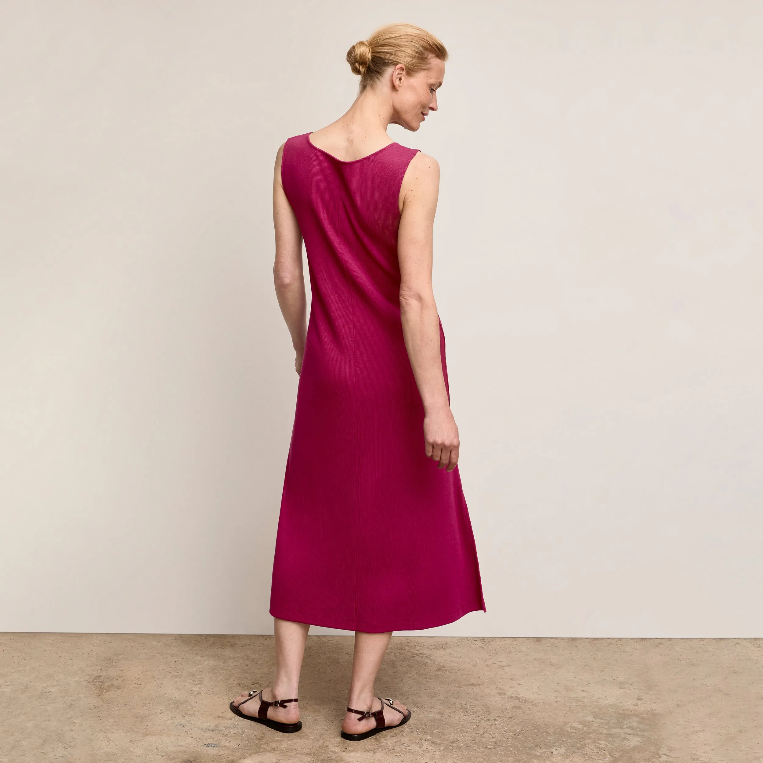 Milano Drape Dress - Plush Pima :: Dark Fuchsia Brushed Thermal Insulation PortableOption EcoDyeProcess