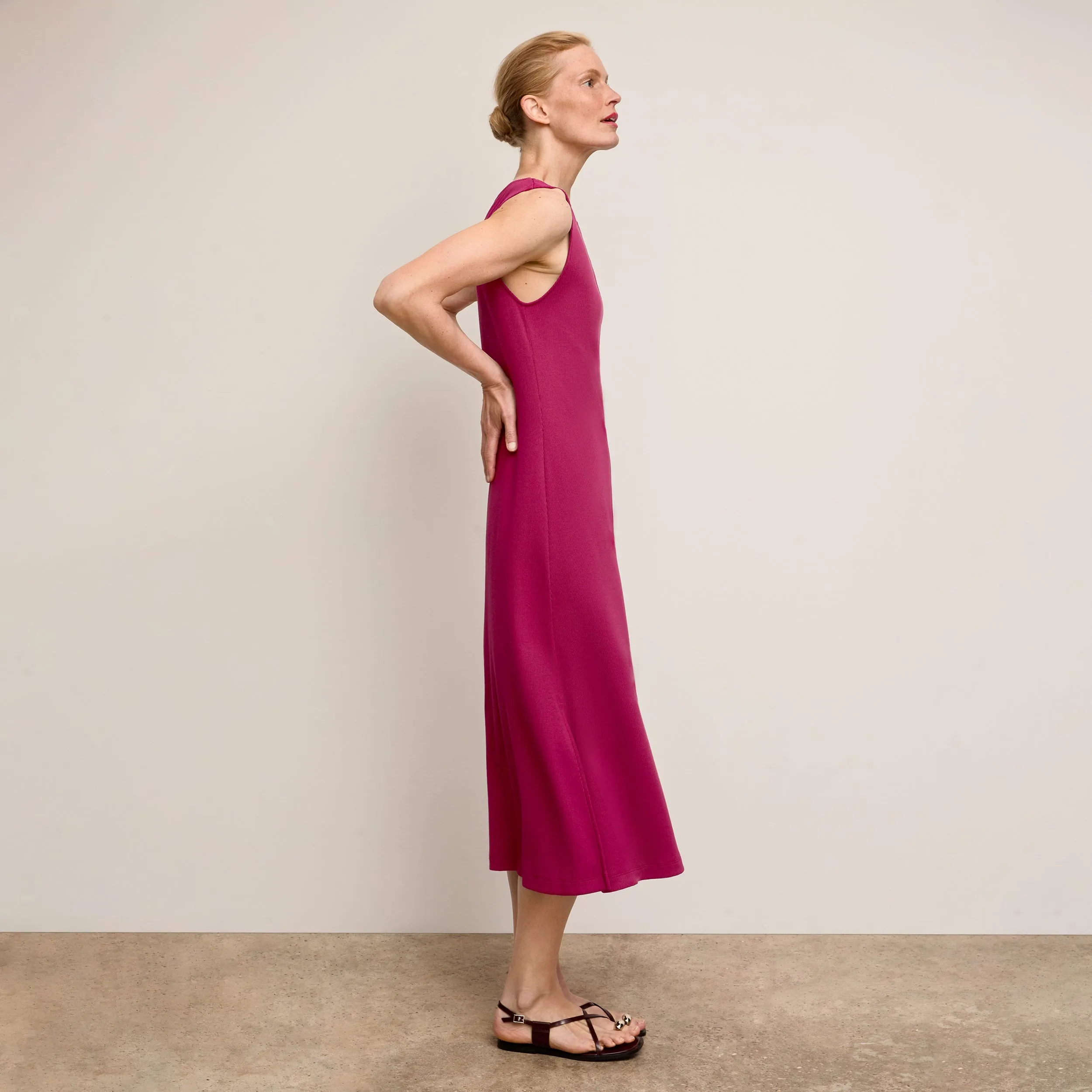 Milano Drape Dress - Plush Pima :: Dark Fuchsia Brushed Thermal Insulation EcoFriendlyBlend Versatile Shirt