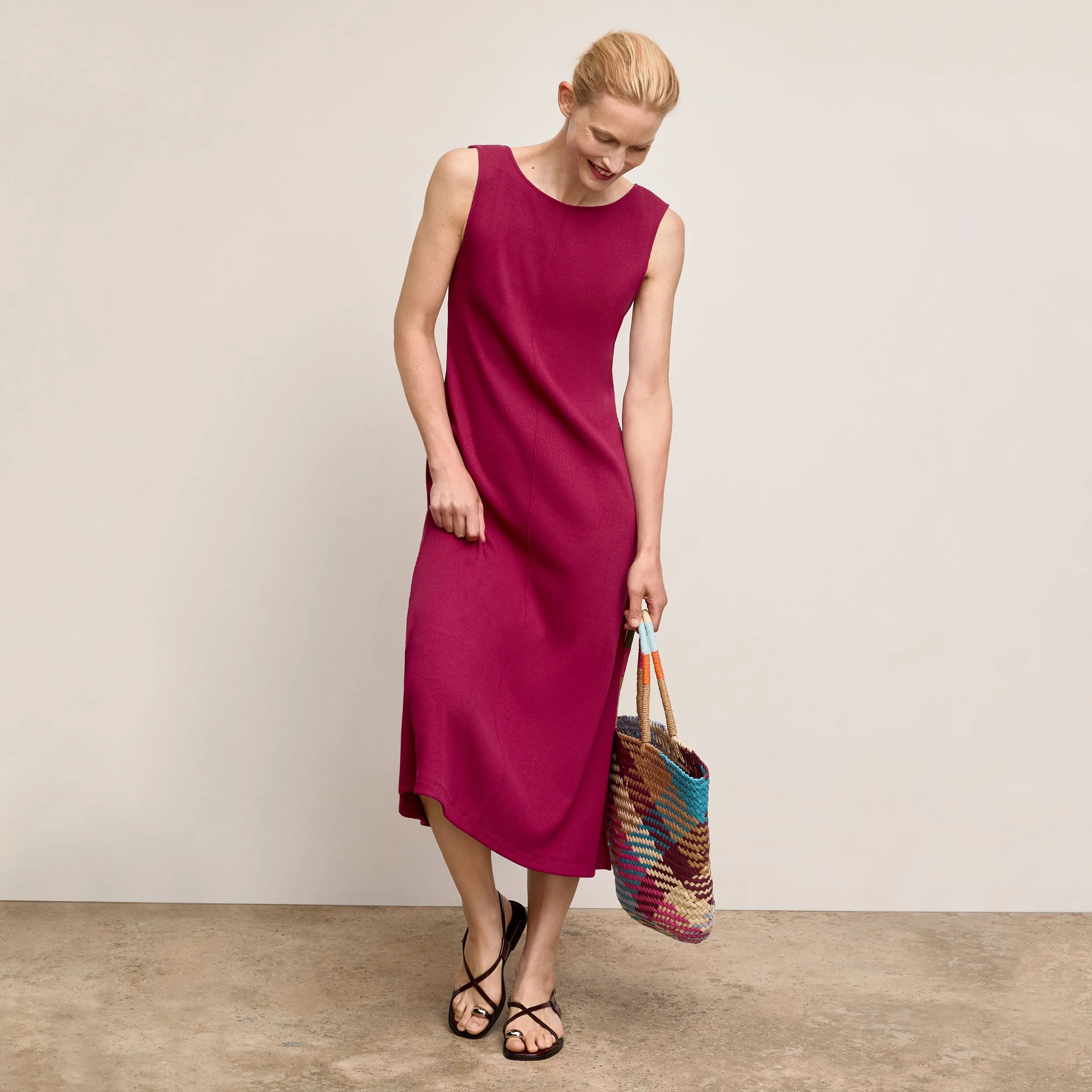Milano Drape Dress - Plush Pima :: Dark Fuchsia Brushed Thermal Insulation Eco Friendly Material High Stretch Fabric
