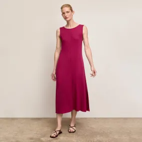 Milano Drape Dress - Plush Pima :: Dark Fuchsia Brushed Thermal Insulation Elasticated Hem