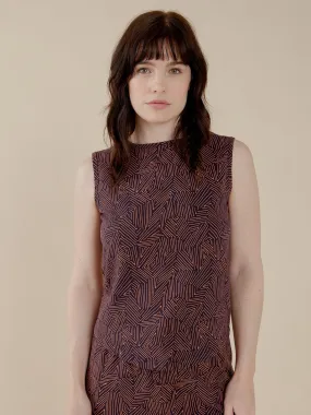 Millie Muscle Tee - Tree Rings Blue retro look