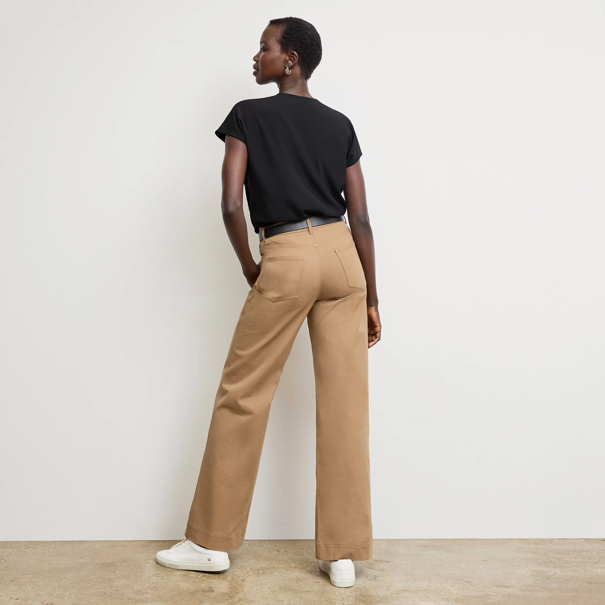 RibbedHemline Yarn Dyed Fabric Milo Wide-Leg Jean - Eco Better Than Denim :: Saddle