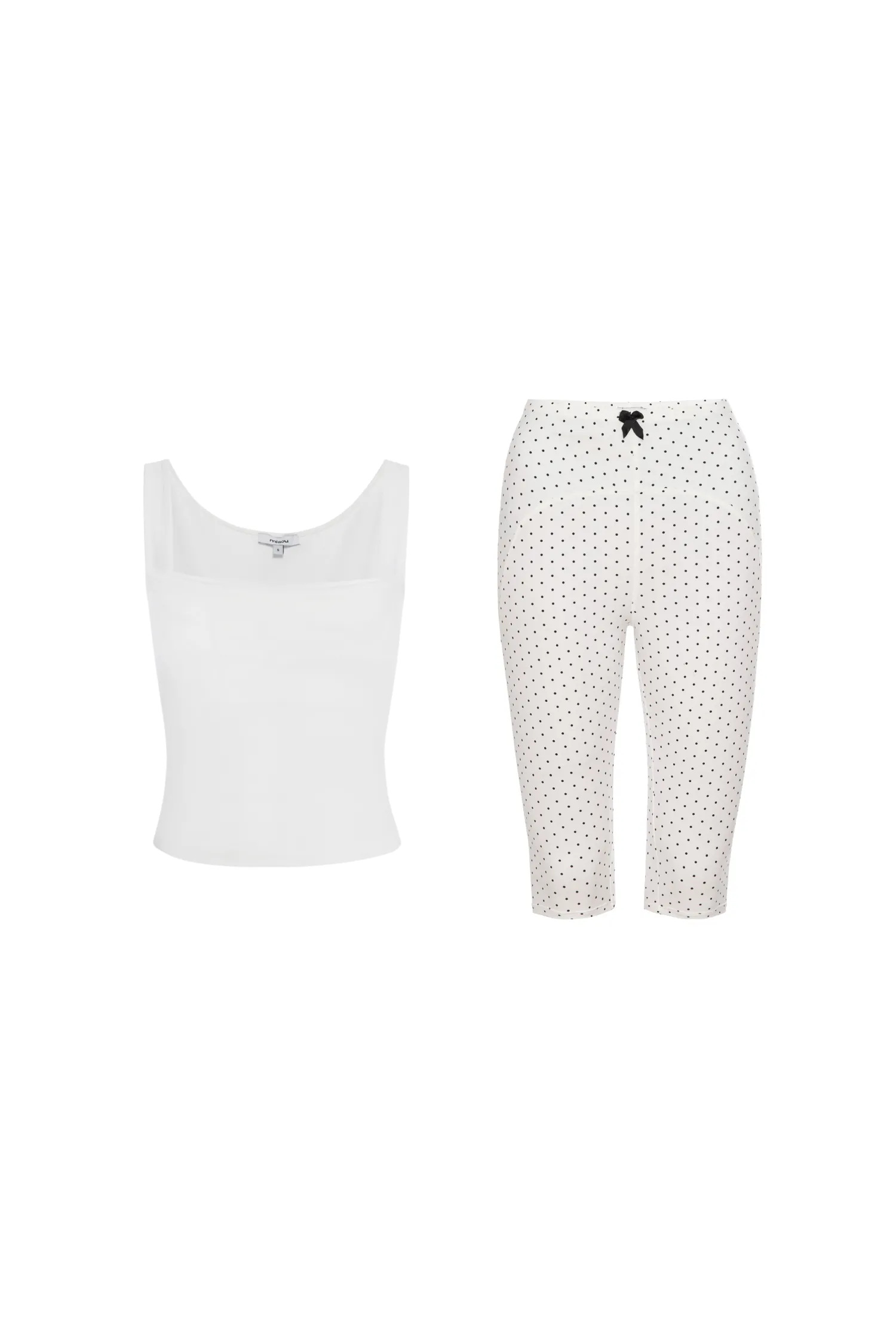 StretchFit Design LUNA TOP   JANE SHORT - DOVE / BLACK POLKA DOT